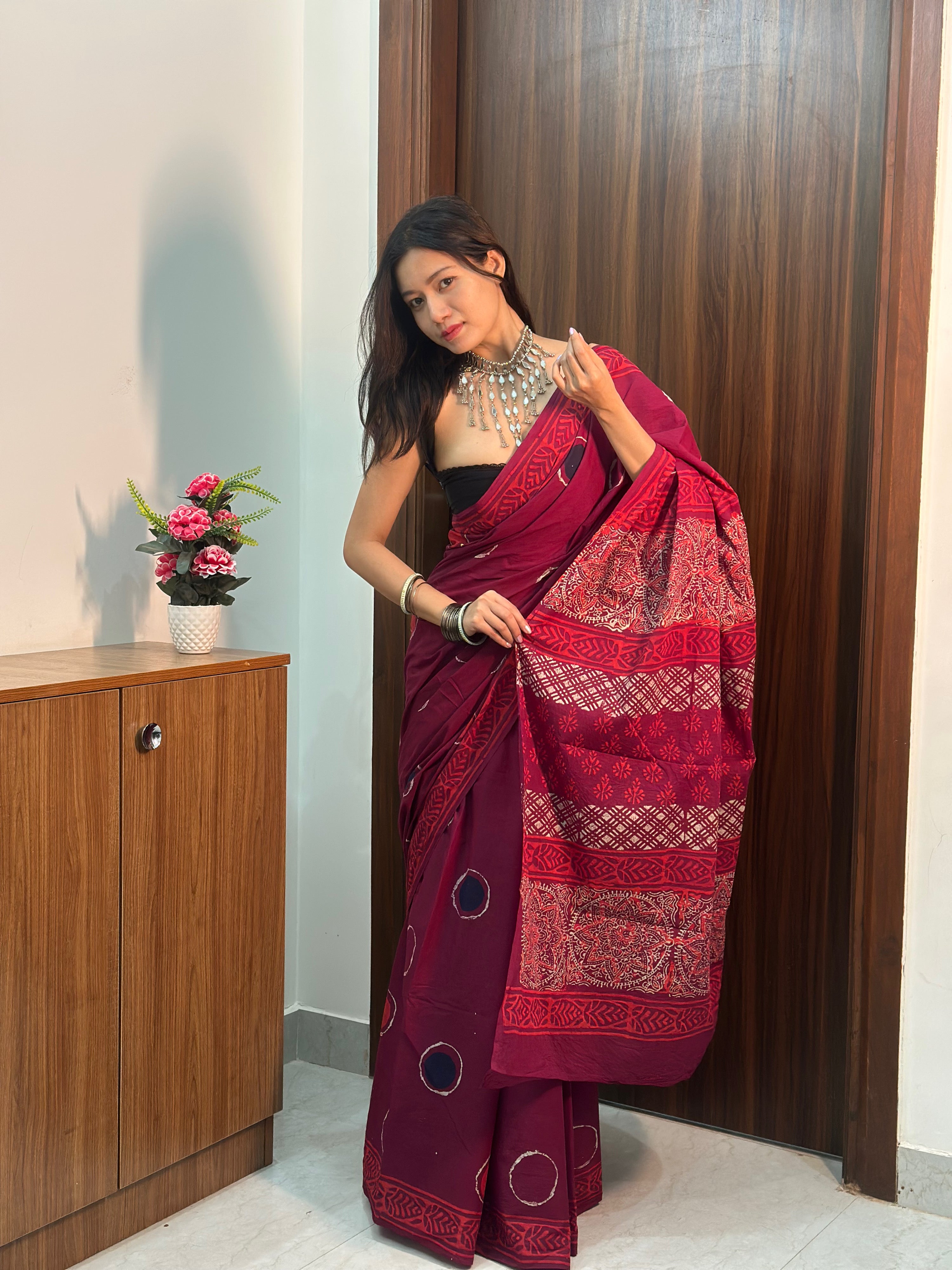 Bubble Pop – Handblock Printed Cotton Saree