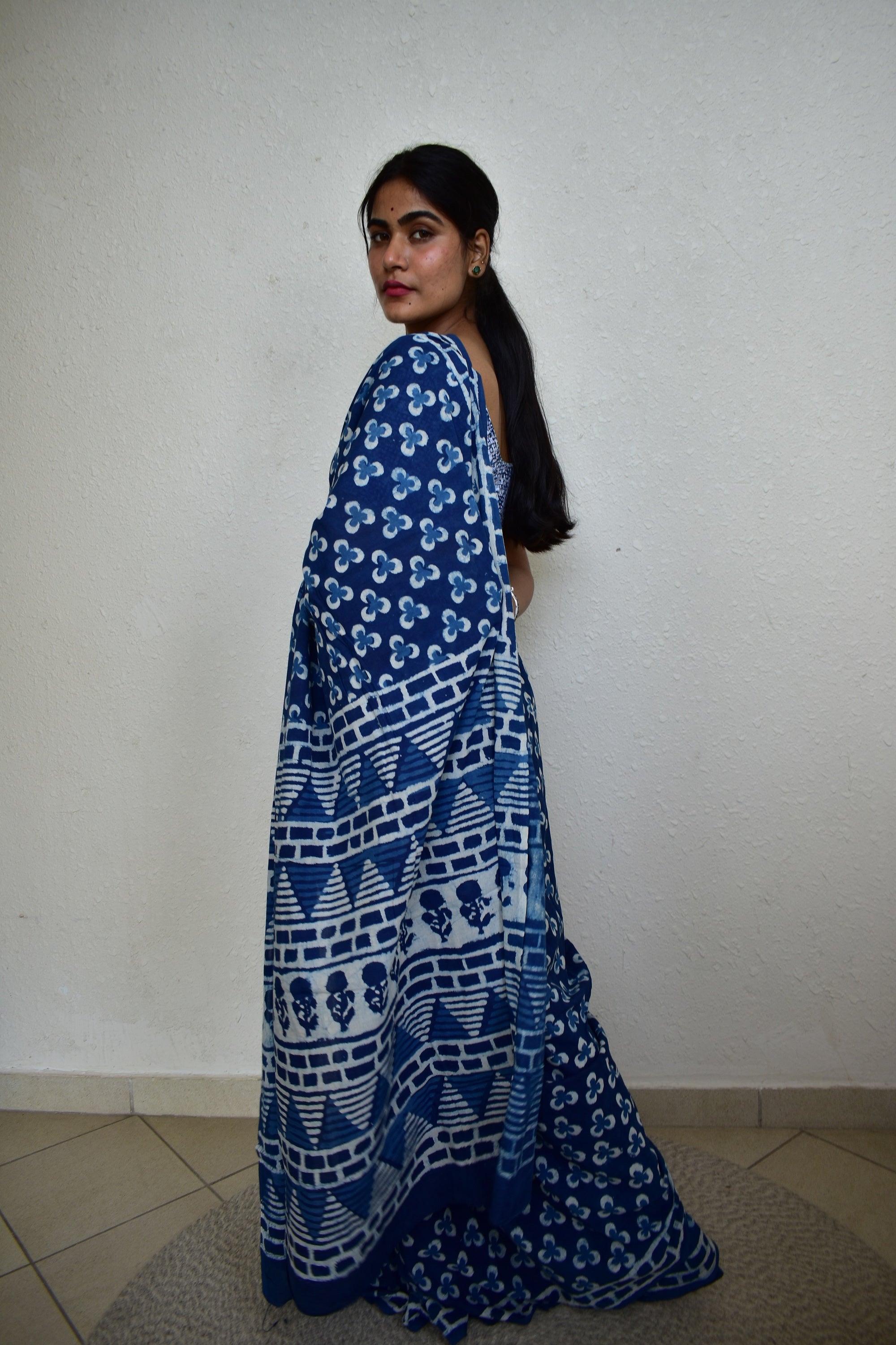 Indigo Twilight - Indigo Collection - Cotton Mulmul Saree