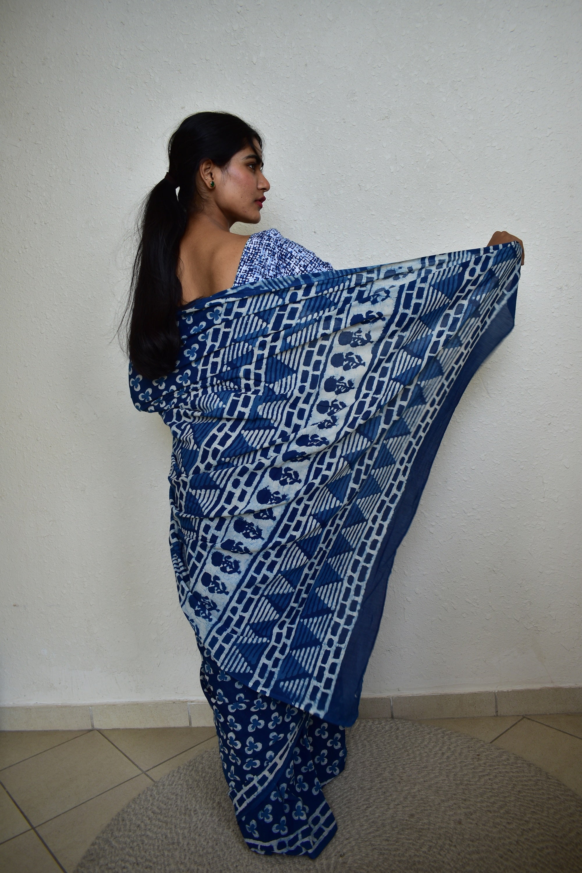 Indigo Twilight - Indigo Collection - Cotton Mulmul Saree
