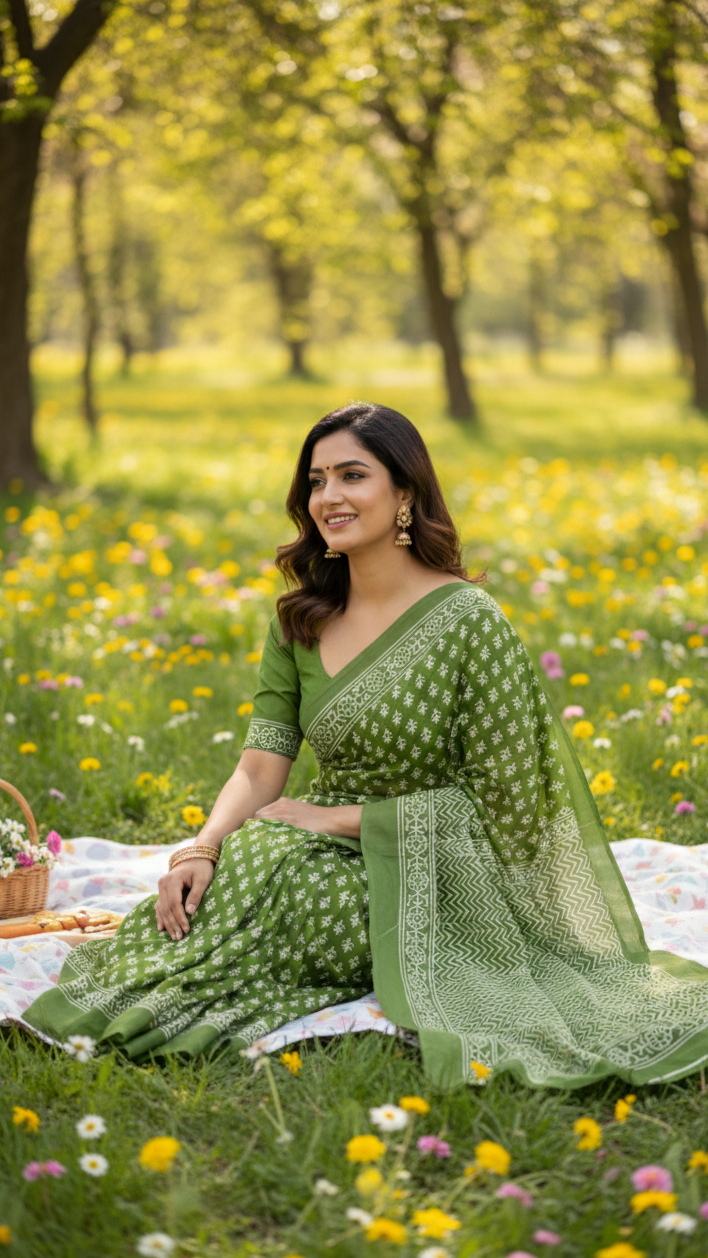 Pure cotton handblock sarees made by Jaipur artisans