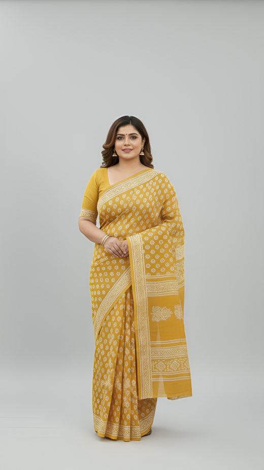 Pure cotton handblock sarees made by Jaipur artisans