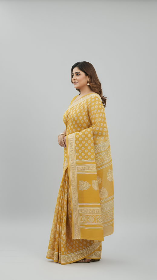 Pure cotton handblock sarees made by Jaipur artisans