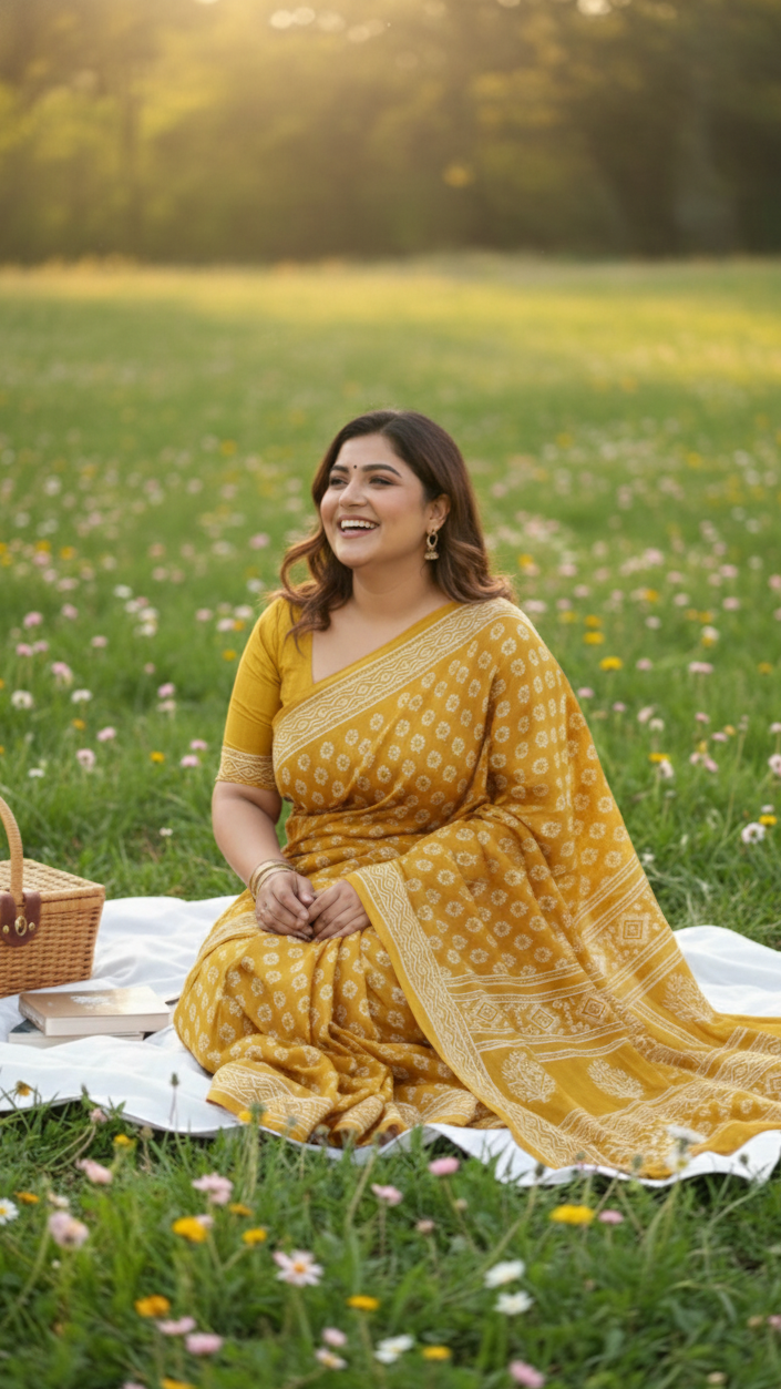 Pure cotton handblock sarees made by Jaipur artisans