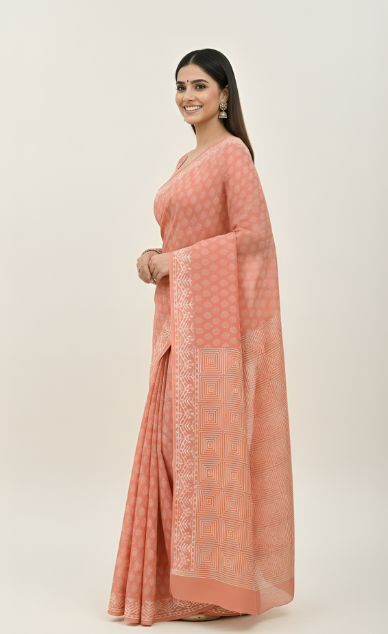 Pure cotton handblock sarees made by Jaipur artisans