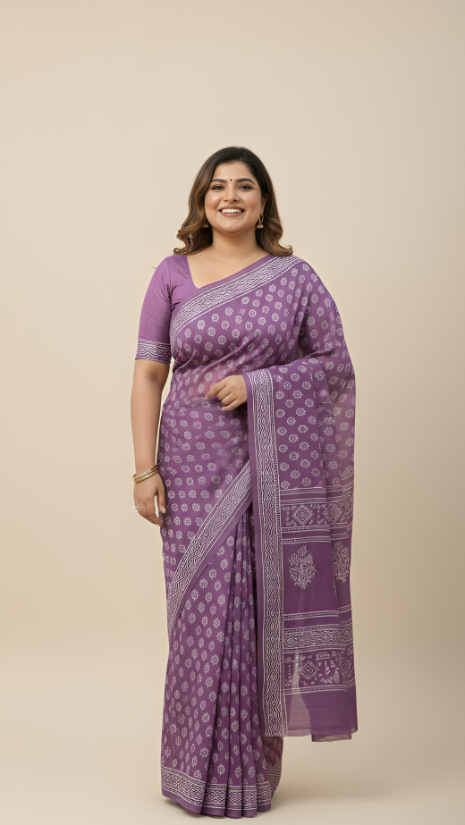 Pure cotton handblock sarees made by Jaipur artisans