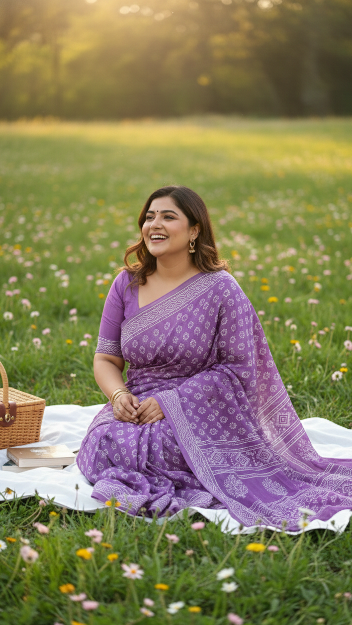 Pure cotton handblock sarees made by Jaipur artisans