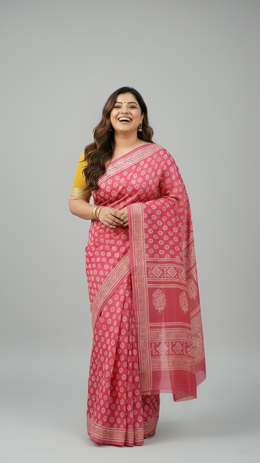 Pure cotton handblock sarees made by Jaipur artisans