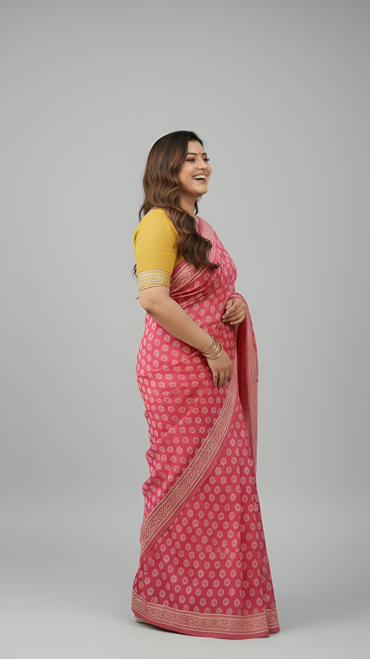 Pure cotton handblock sarees made by Jaipur artisans