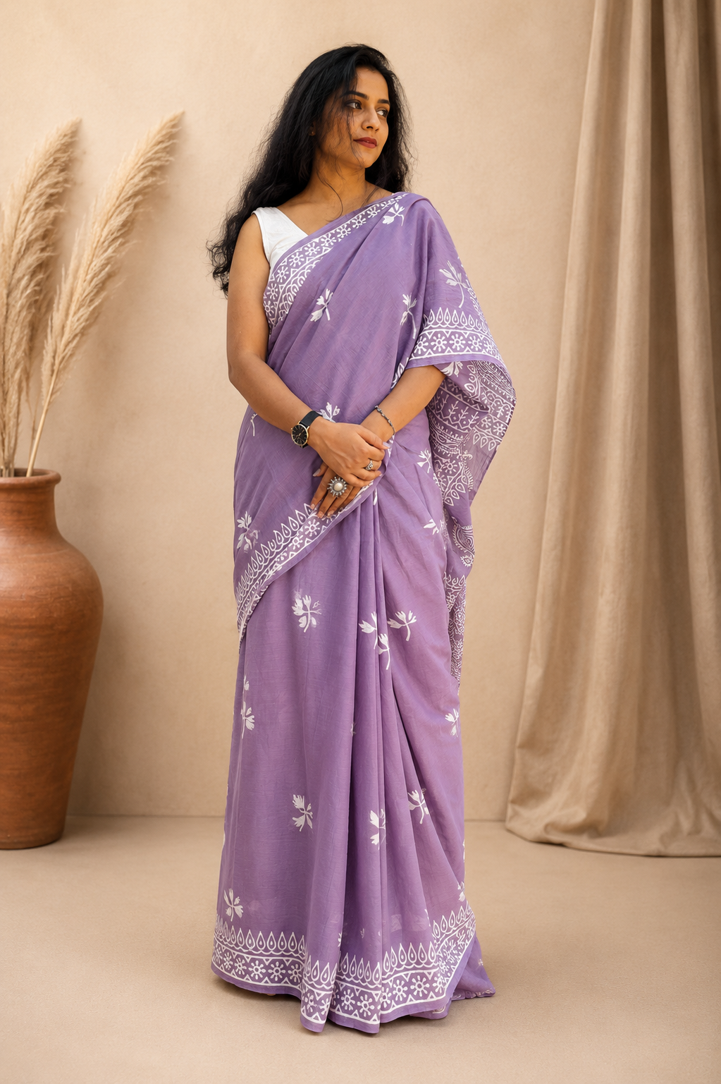Love Letter - Handblock Mulmul Cotton Saree