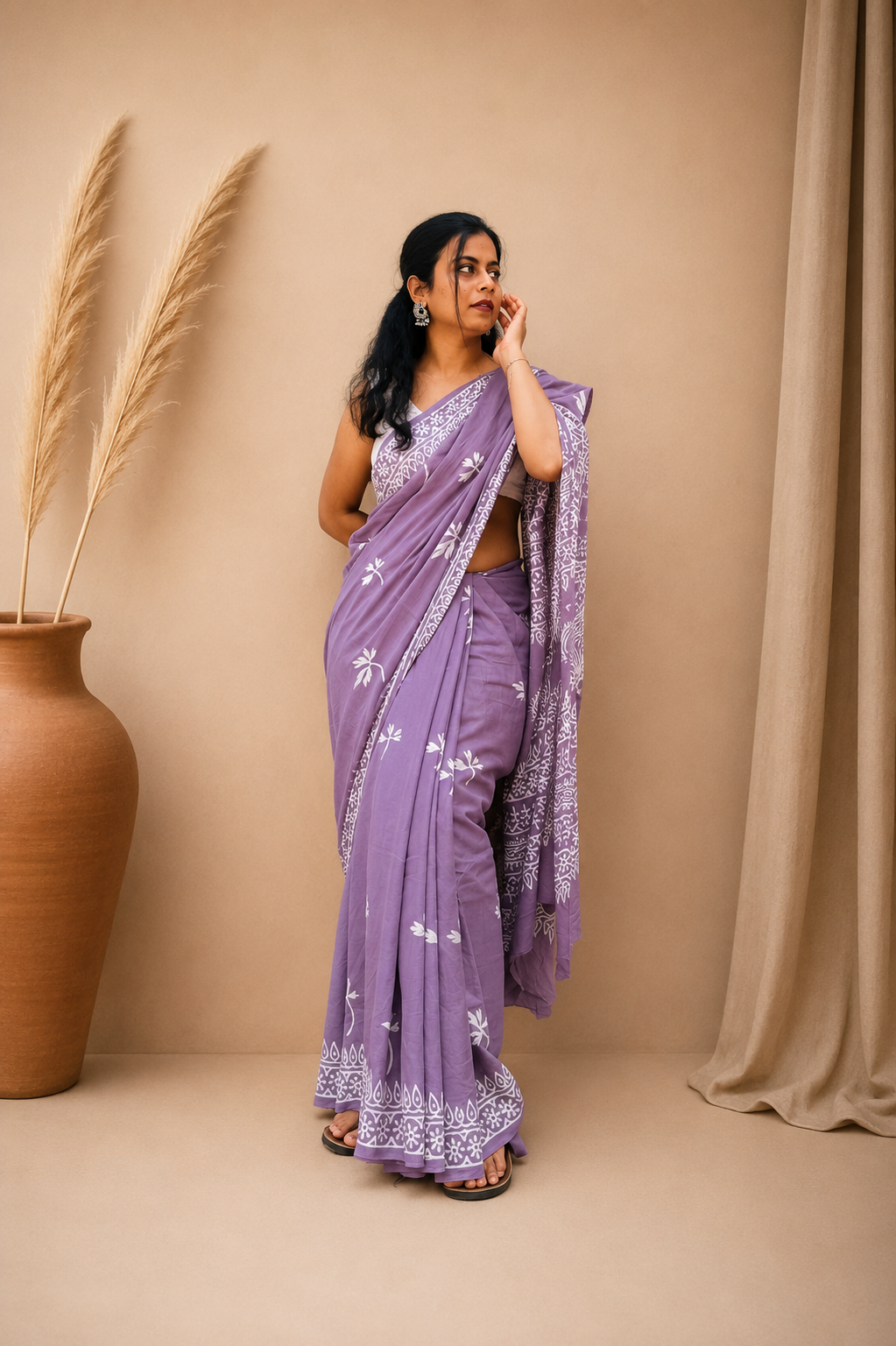 Love Letter - Handblock Mulmul Cotton Saree