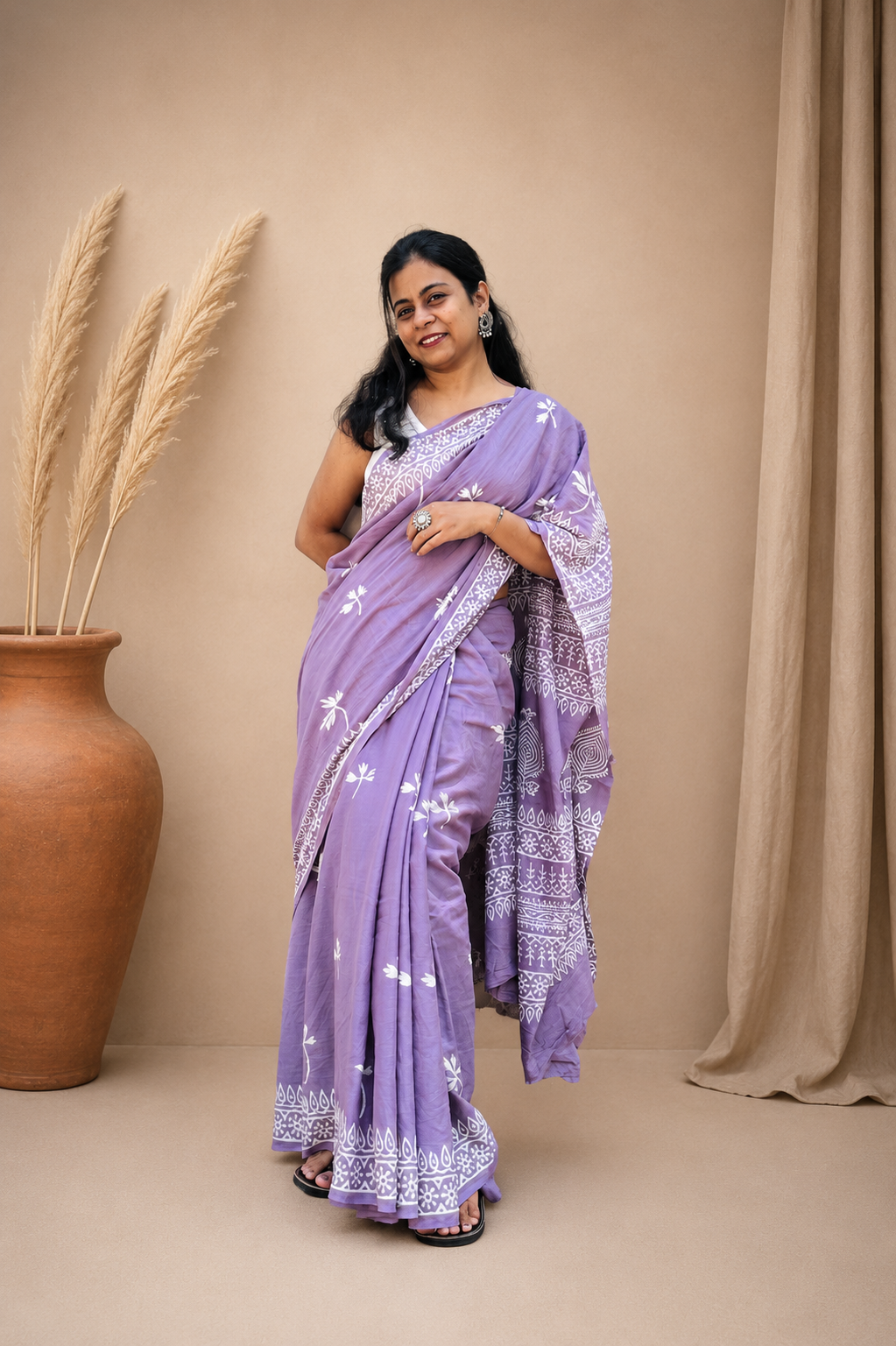 Love Letter - Handblock Mulmul Cotton Saree