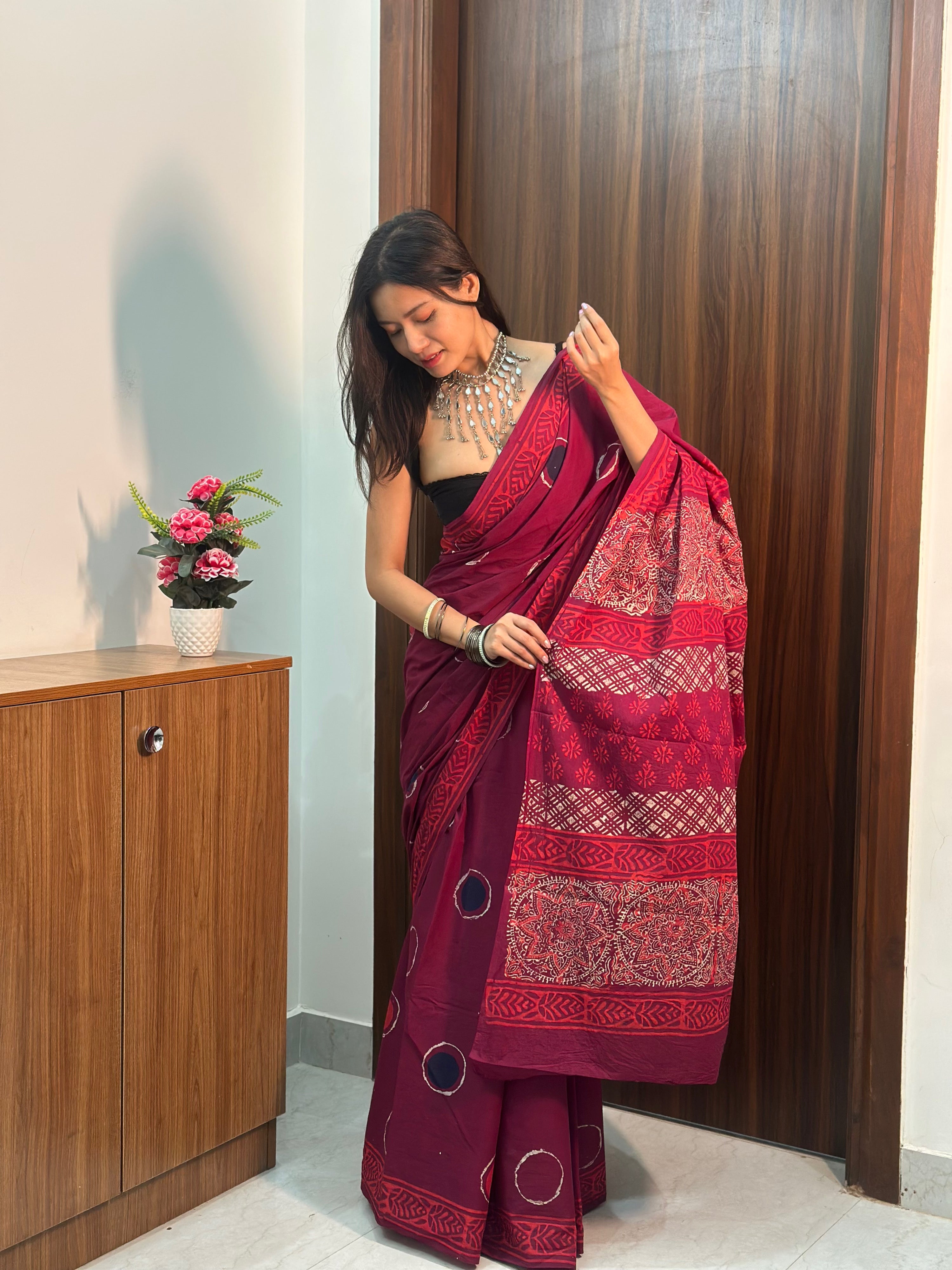 Bubble Pop – Handblock Printed Cotton Saree