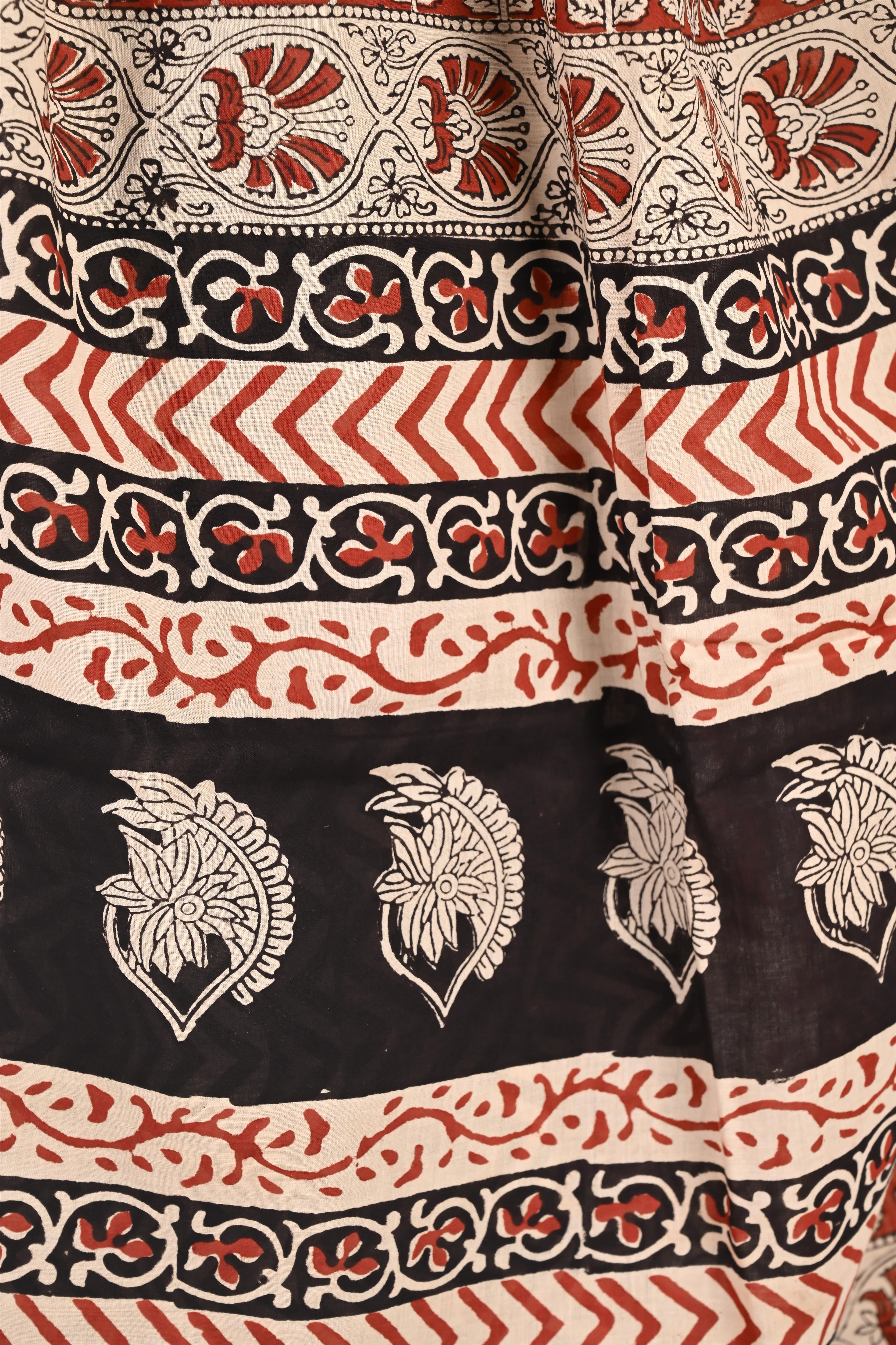 On Duty Drape - Handblock Print Natural Dyed - Mulmul Cotton Saree