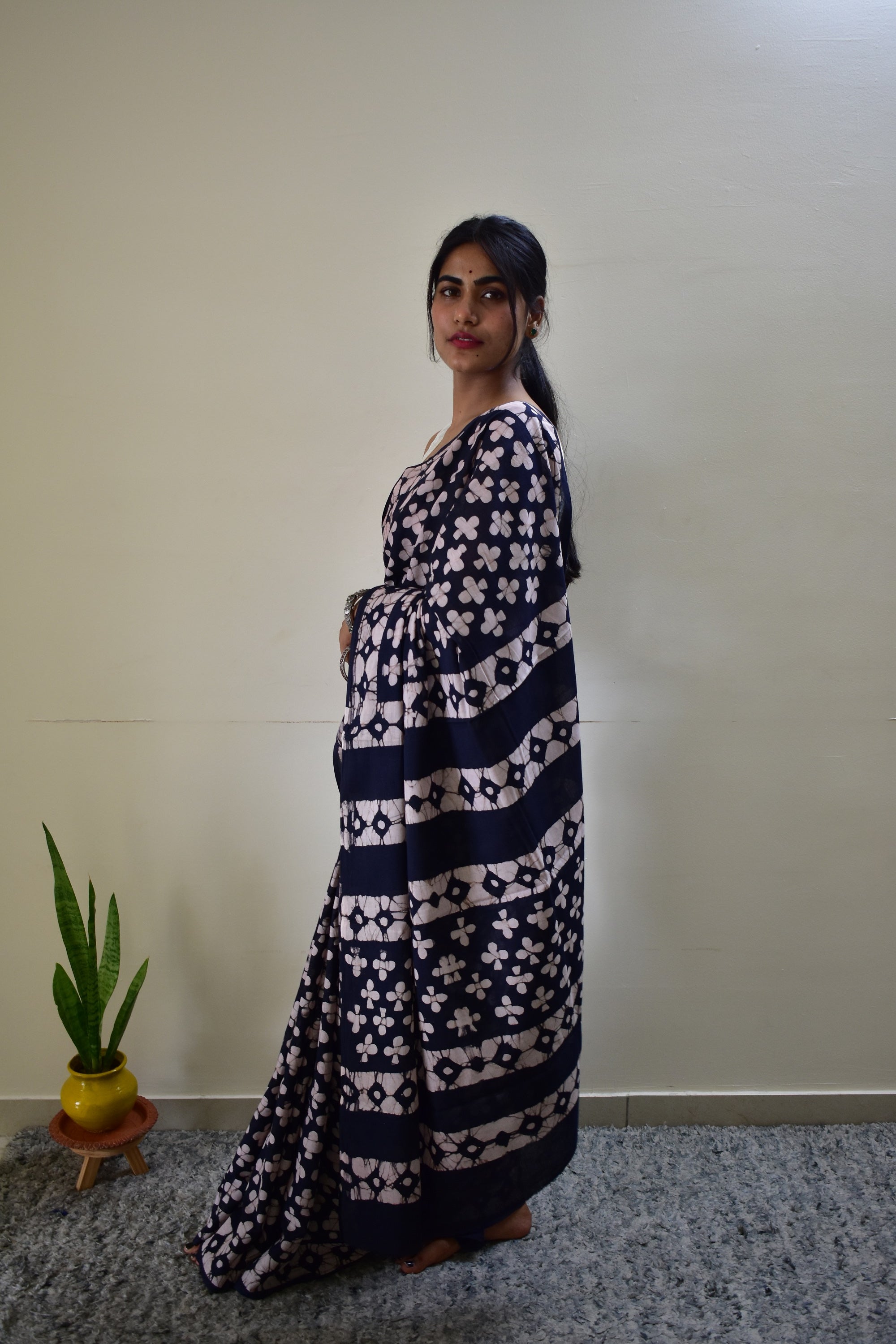 Hawa Hawai - Cotton Mulmul - Handblock Bagru Saree