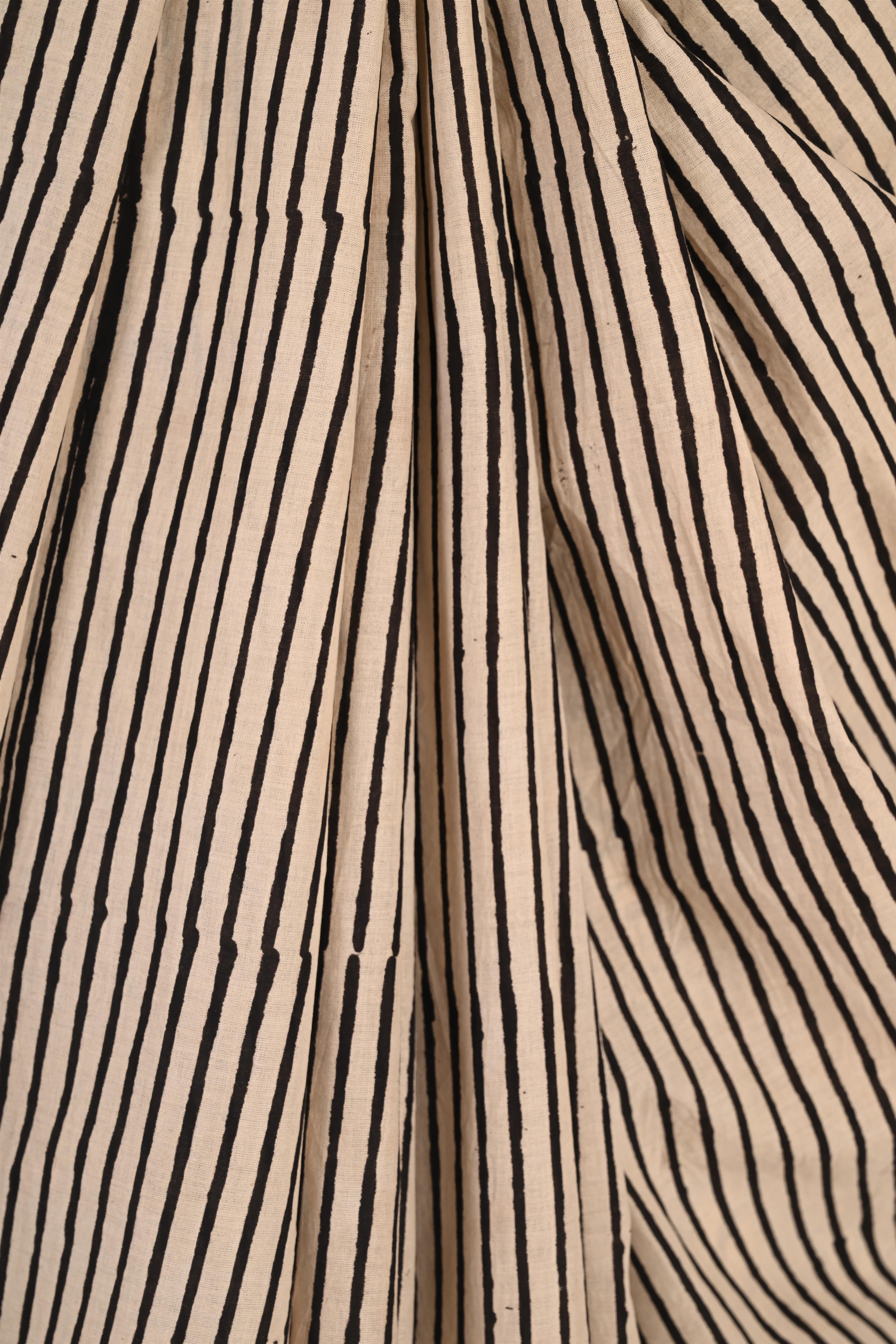 Boardroom Game - Handblock Print Natural Dyed - Mulmul Cotton Saree