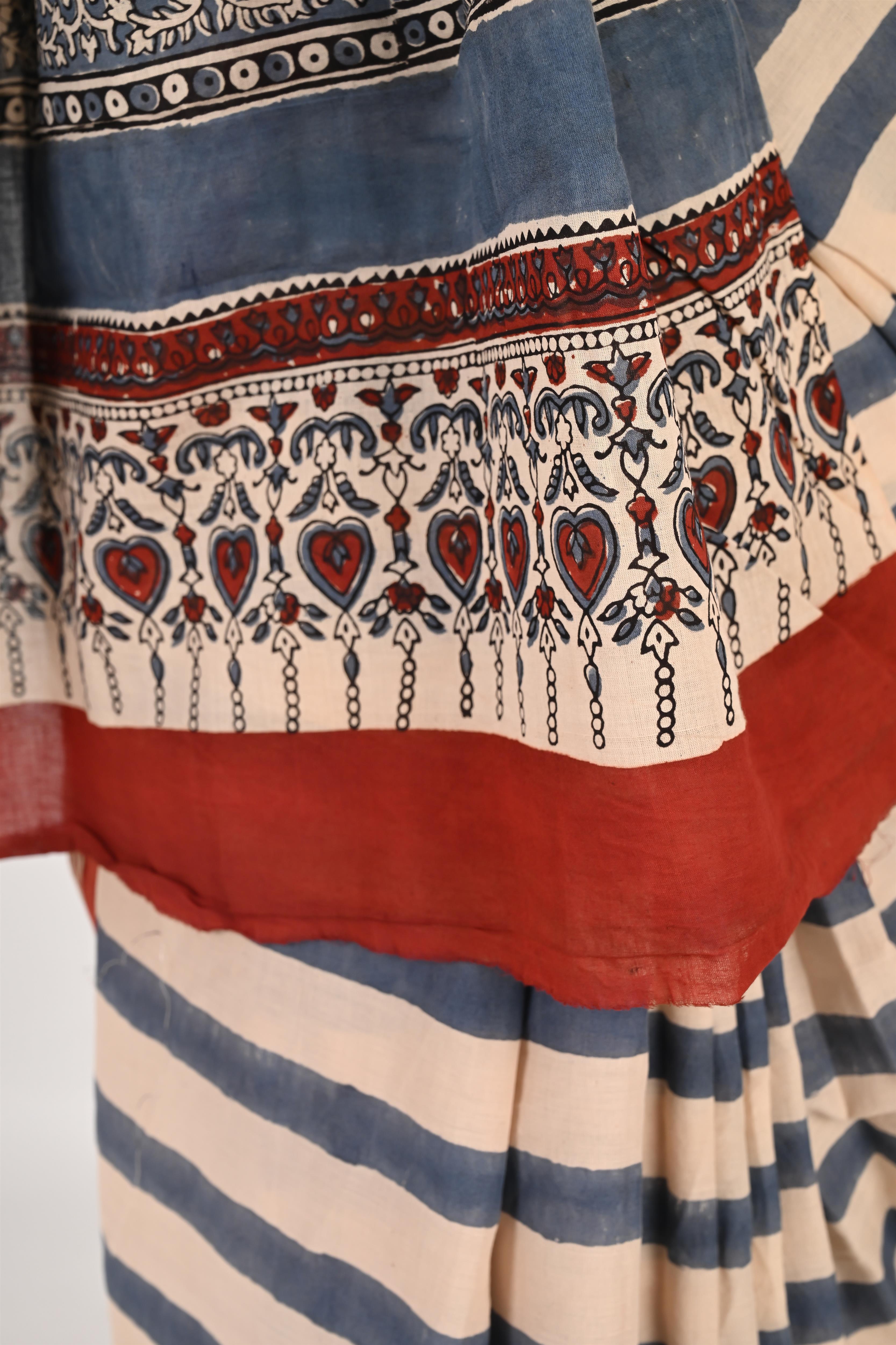 Update or Upgrade - Handblock Print Natural Dyed - Mulmul Cotton Saree