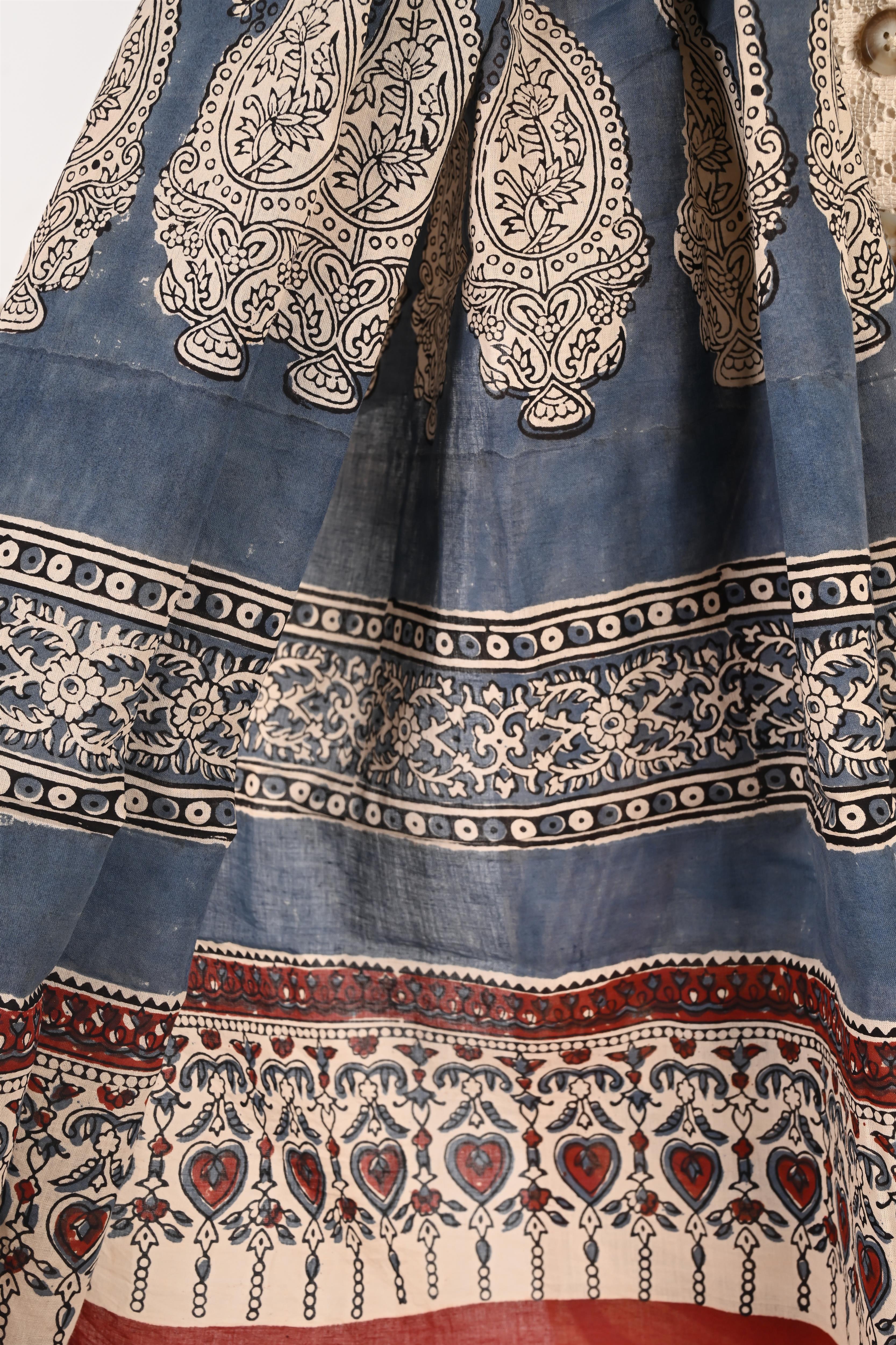 Update or Upgrade - Handblock Print Natural Dyed - Mulmul Cotton Saree