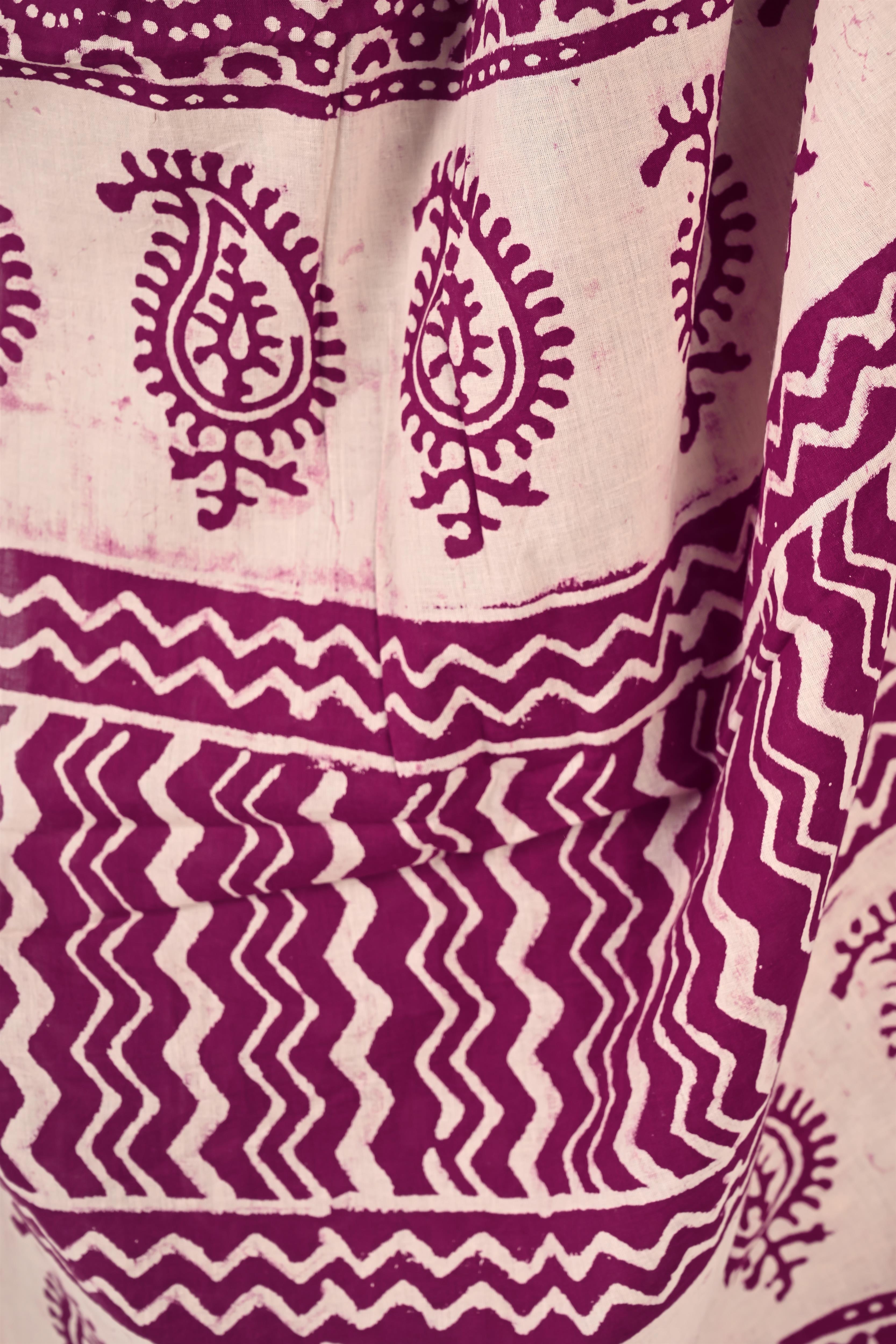 HR (Her Role) - Handblock Print Natural Dyed - Mulmul Cotton Saree
