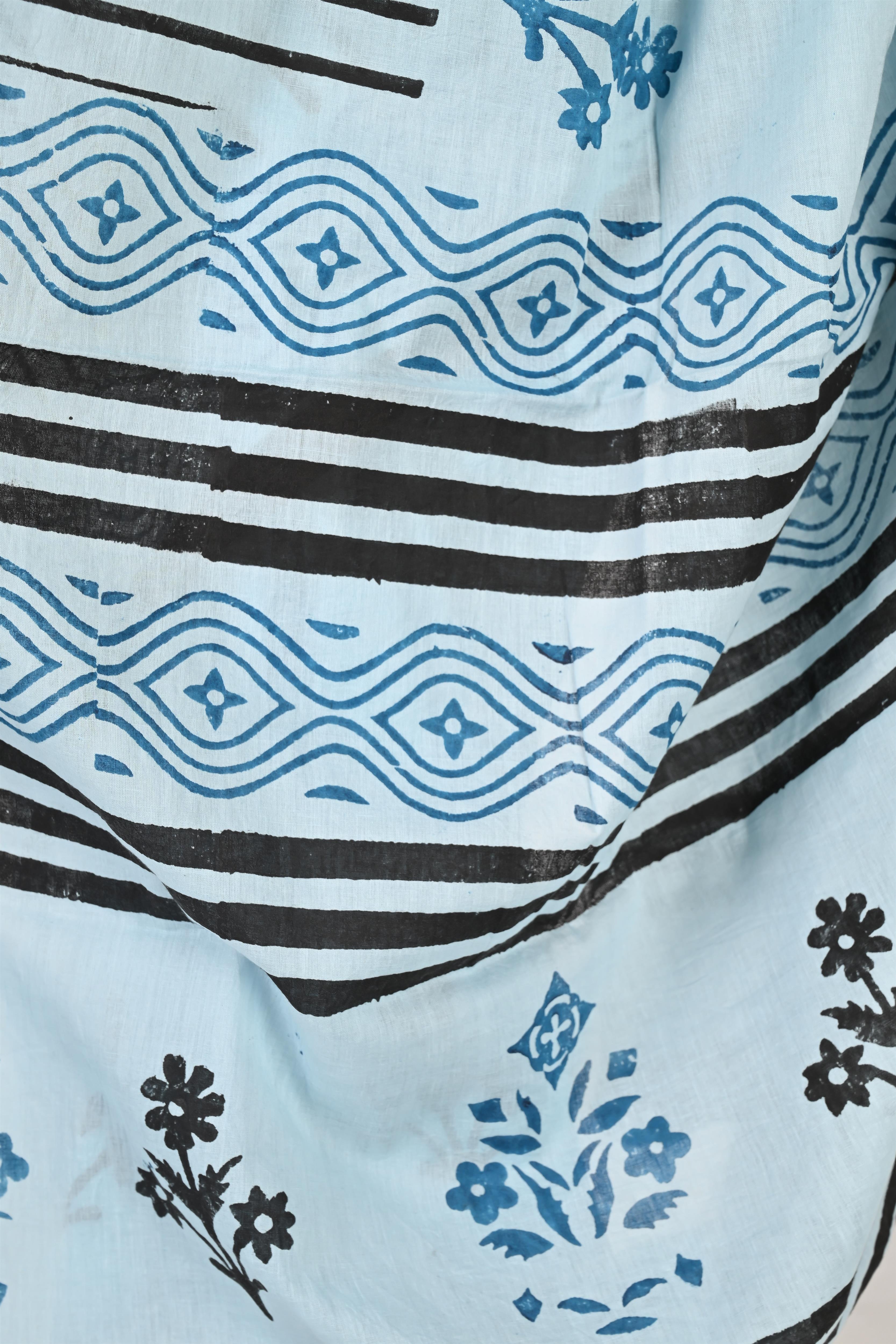 Minutes of Meeting - Handblock Print Natural Dyed - Mulmul Cotton Saree