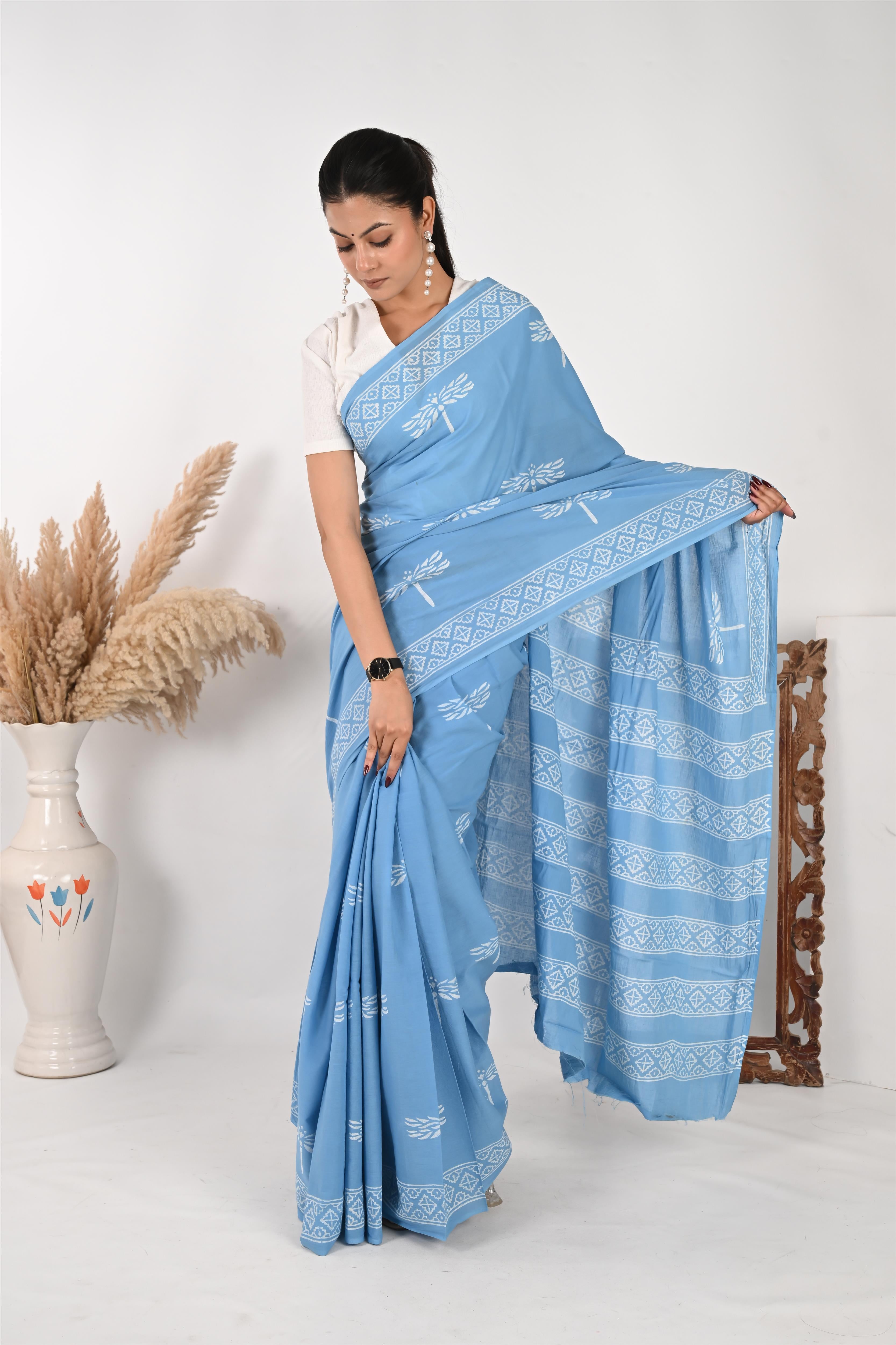 Inbox (Unread) - Elegant Handblock Print Cotton Saree