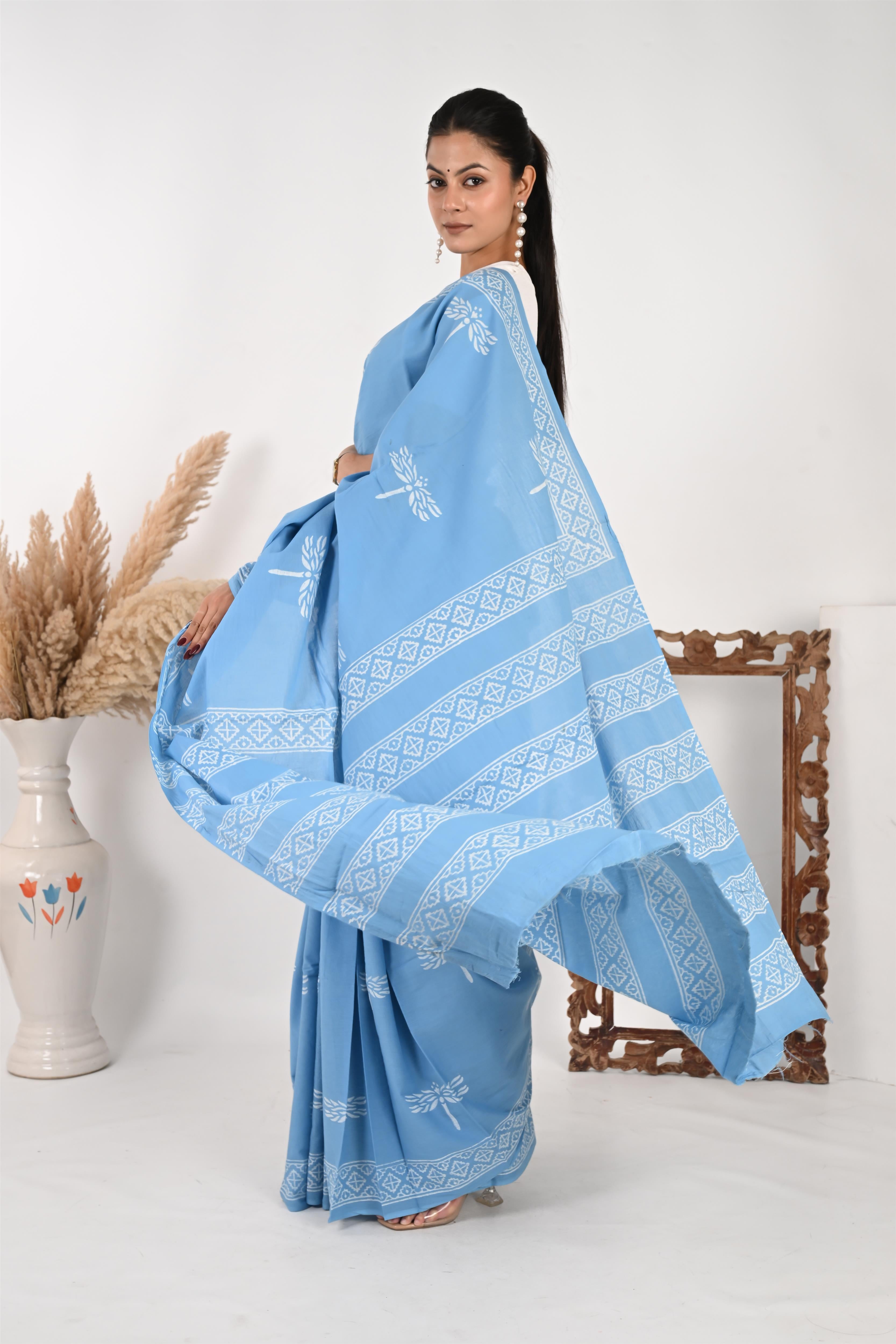 Inbox (Unread) - Elegant Handblock Print Cotton Saree