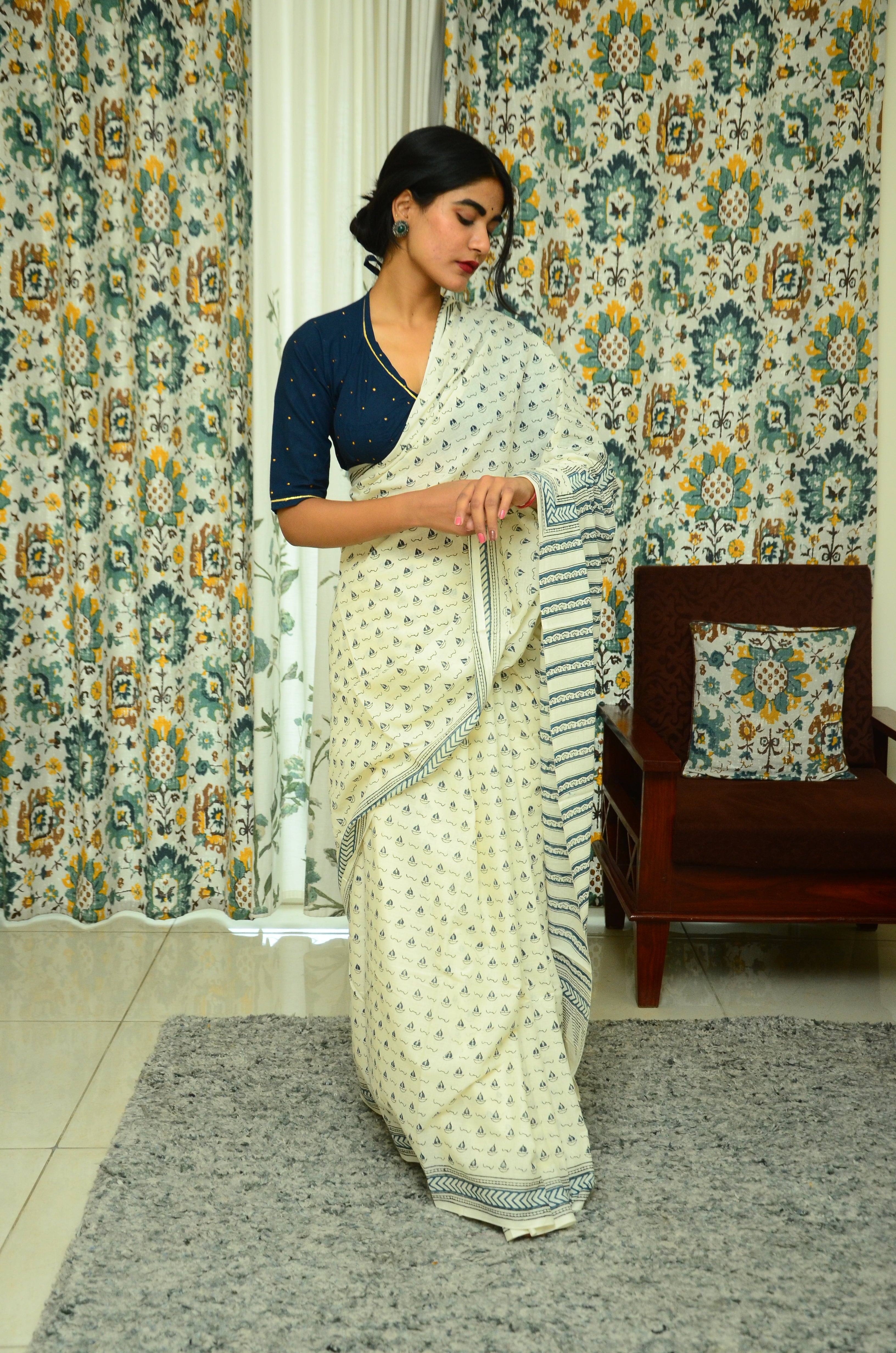 Kagaj ki kashti - My Little Boat Cotton Mulmul Saree