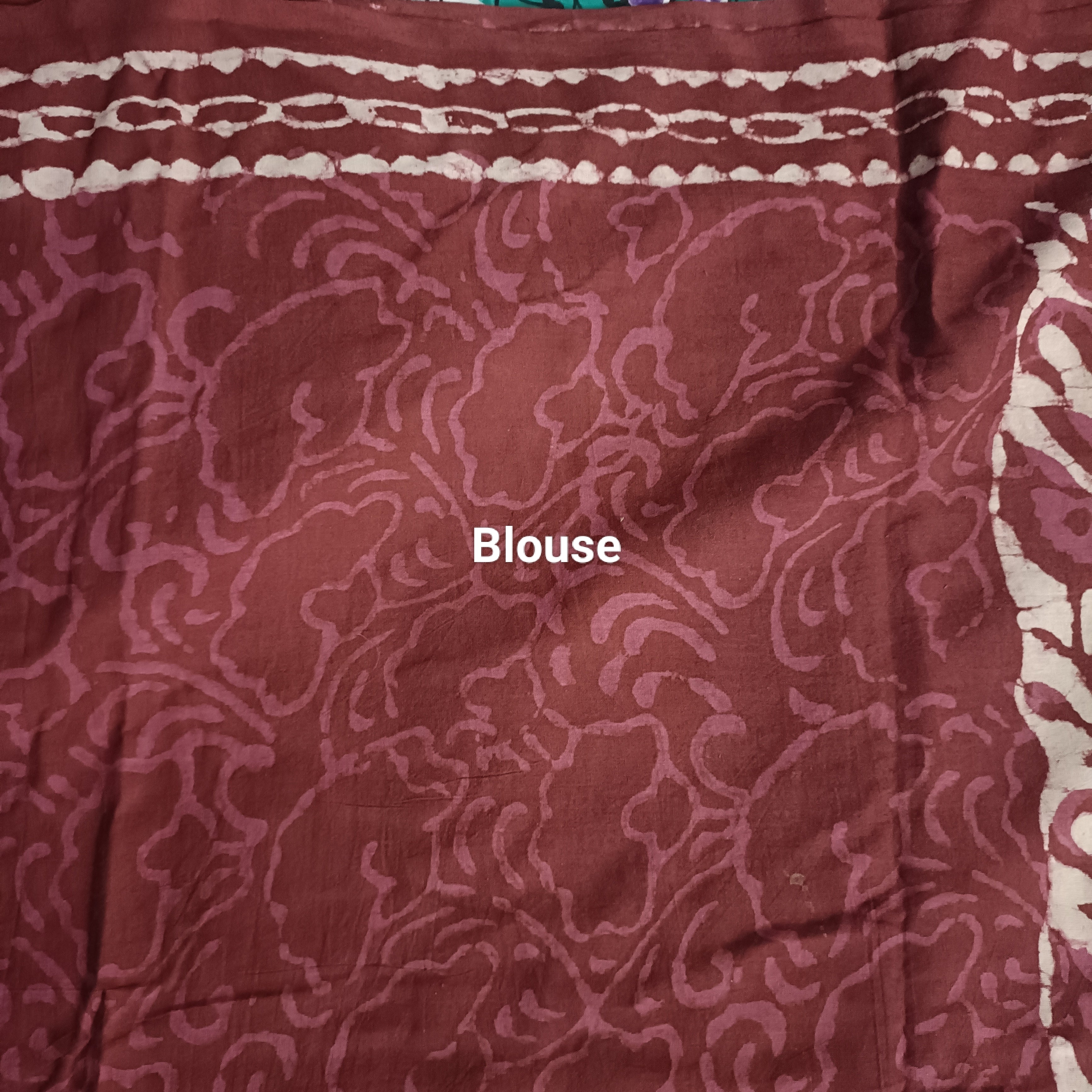 Bougainvillea - Cotton Mulmul - Handblock Dabu Saree