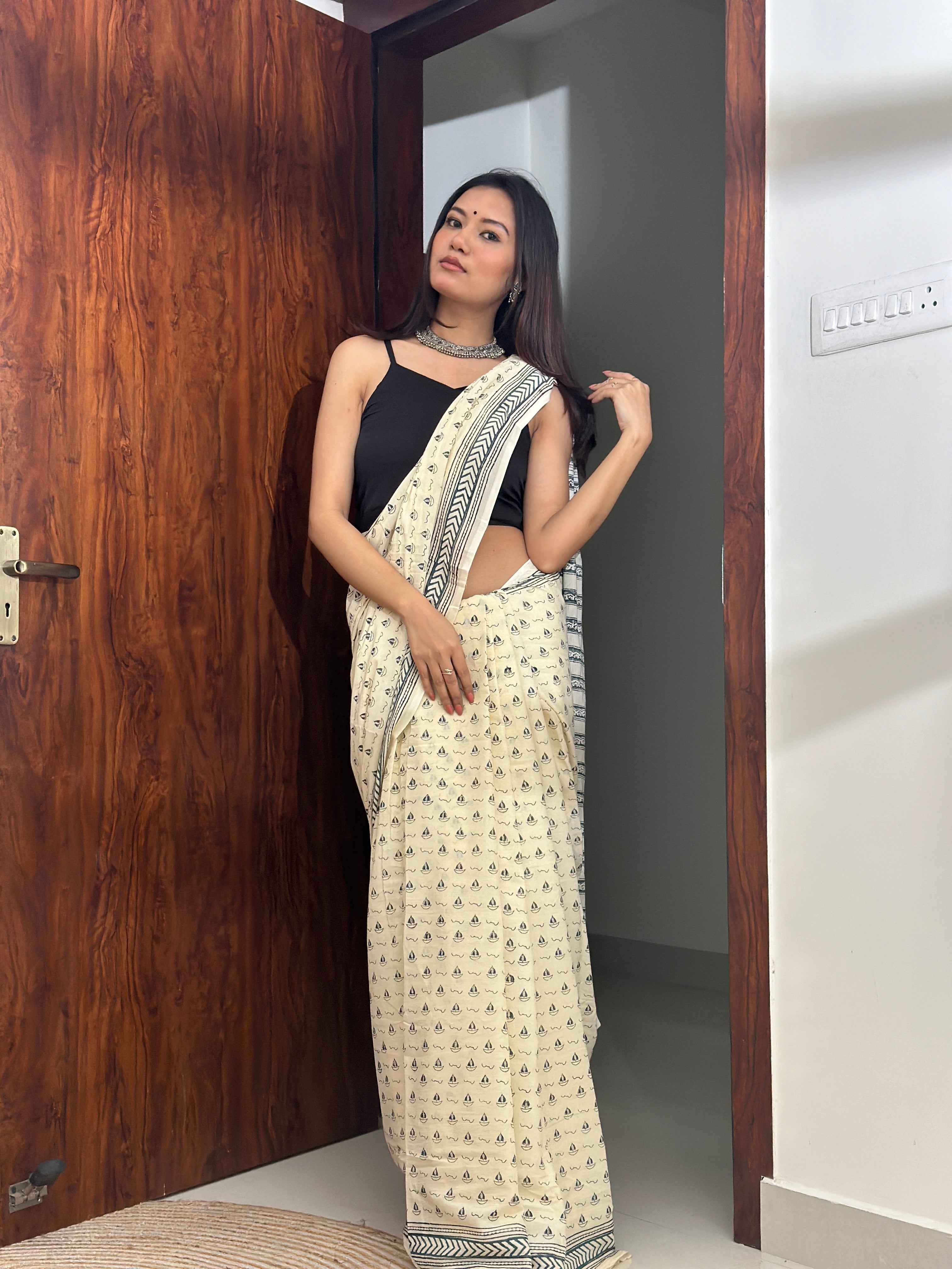 Kagaj ki kashti - My Little Boat Cotton Mulmul Saree
