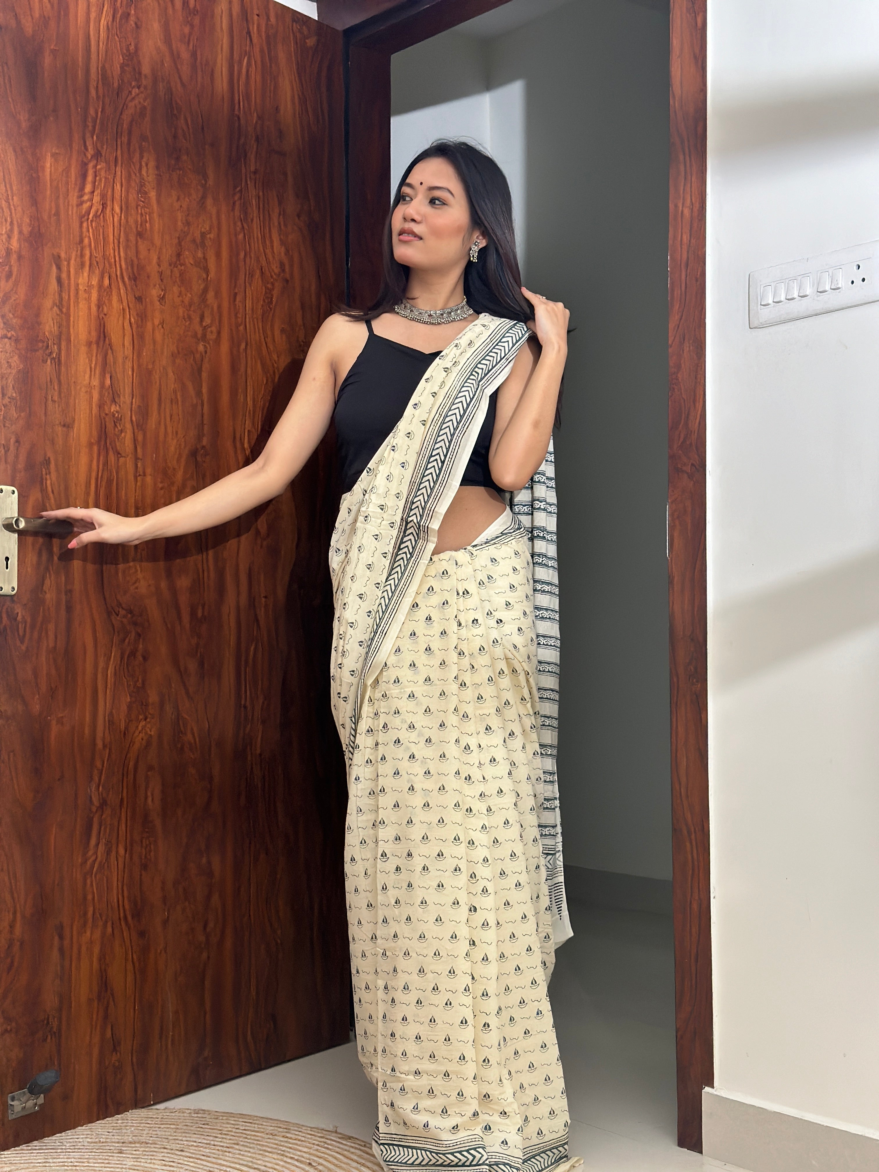 Kagaj ki kashti - My Little Boat Cotton Mulmul Saree