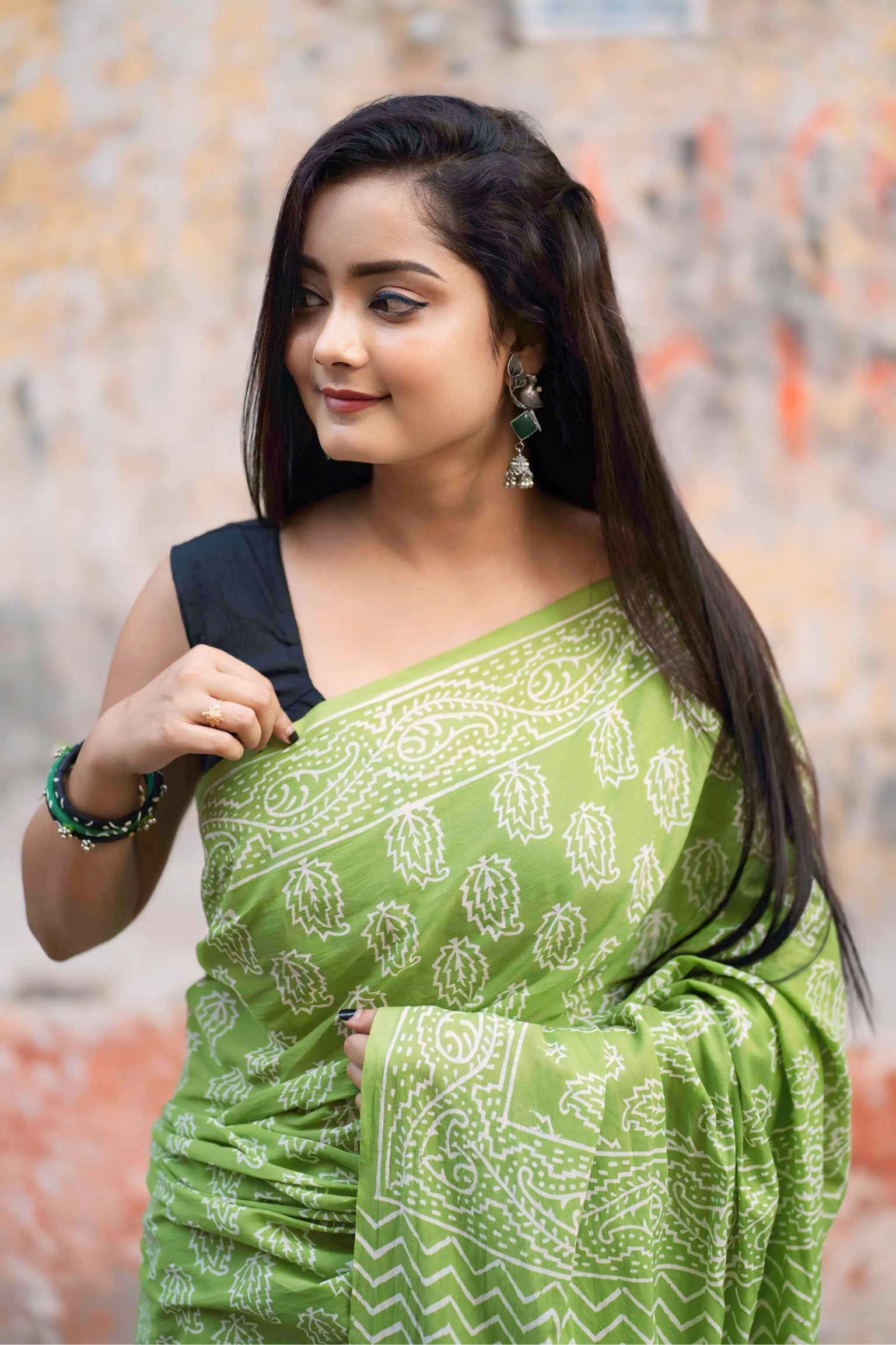 Summer Vacation Collection - Katchi Kairy - Handblock Print Natural Dyed - Mulmul Cotton Saree