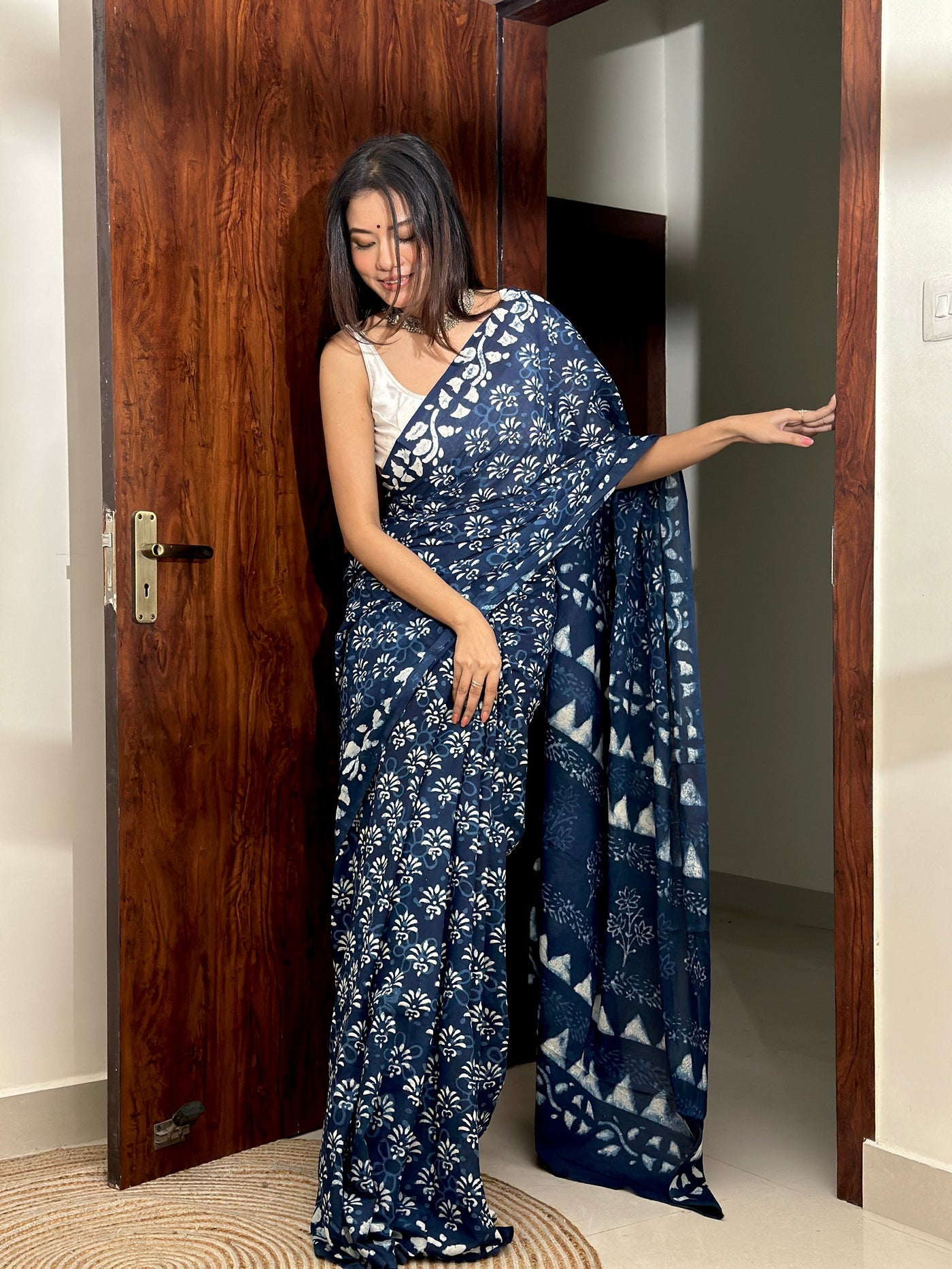 Cotton Candy & Indigo Splash - Pack Of 2 Sarees - Handblock Cotton Mulmul Sarees