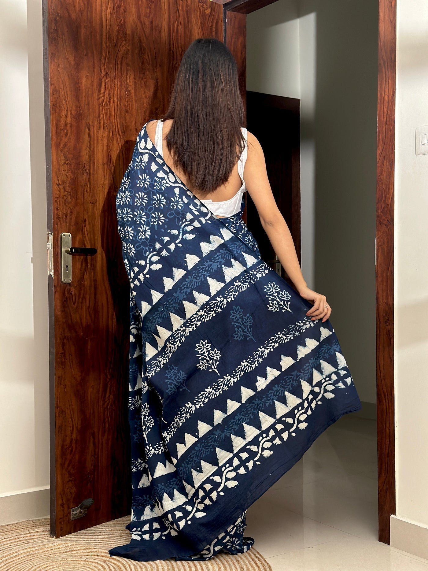 Cotton Candy & Indigo Splash - Pack Of 2 Sarees - Handblock Cotton Mulmul Sarees