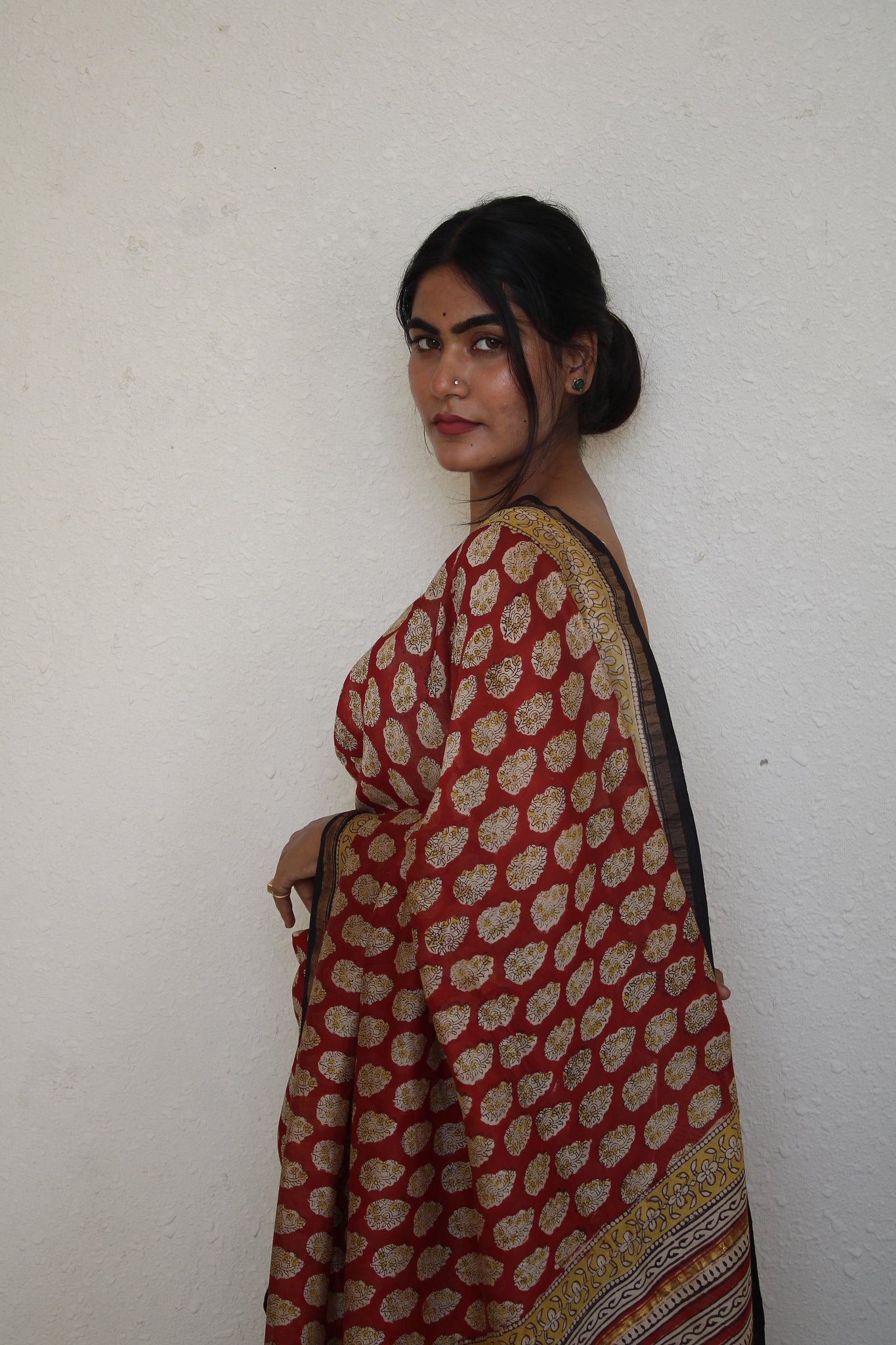 Roshni - Bagru Natural Dyes Handblock Printed - Chanderi Silk Saree
