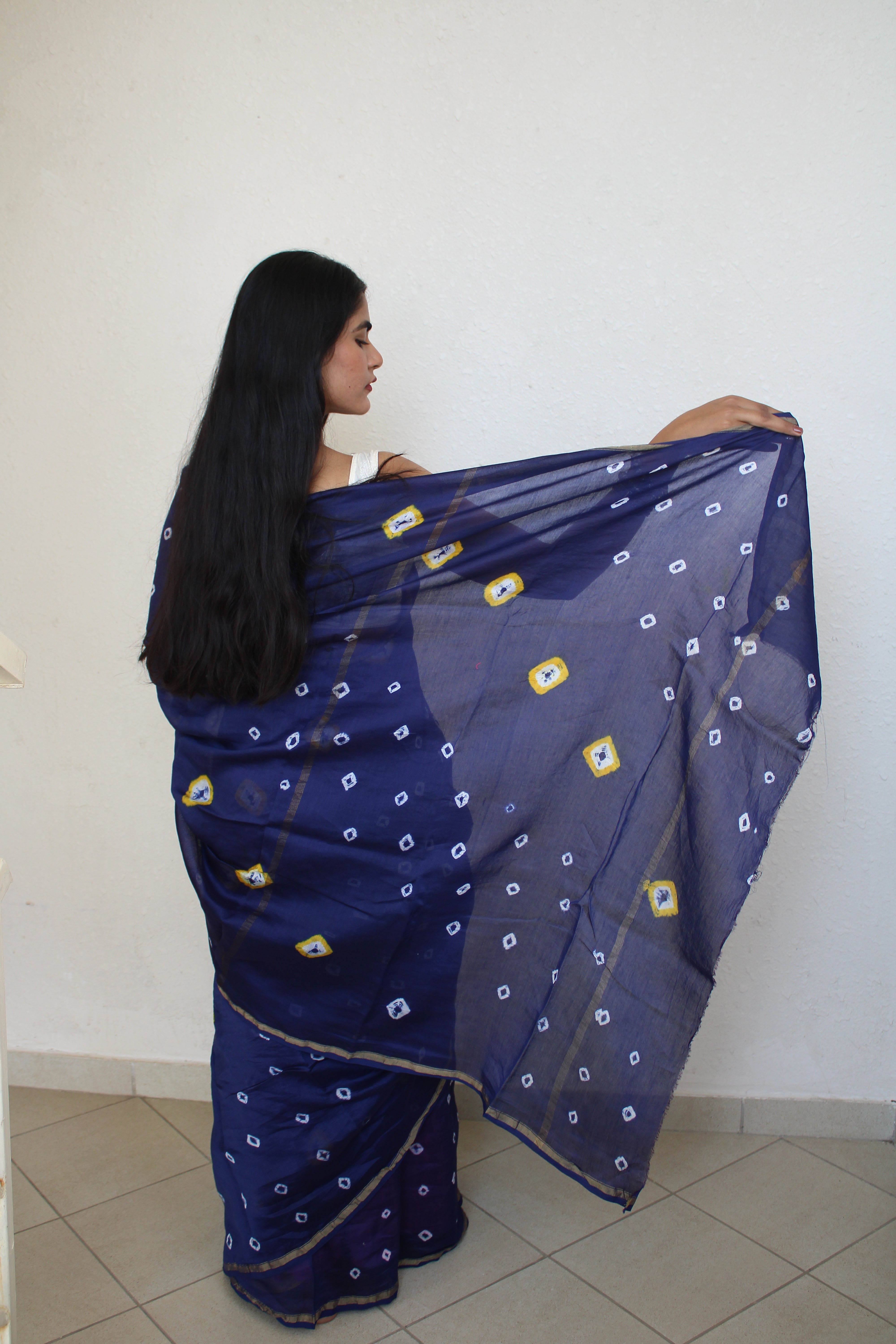 Sagarika - Tie And Dye Natural Dyes - Chanderi Silk Saree