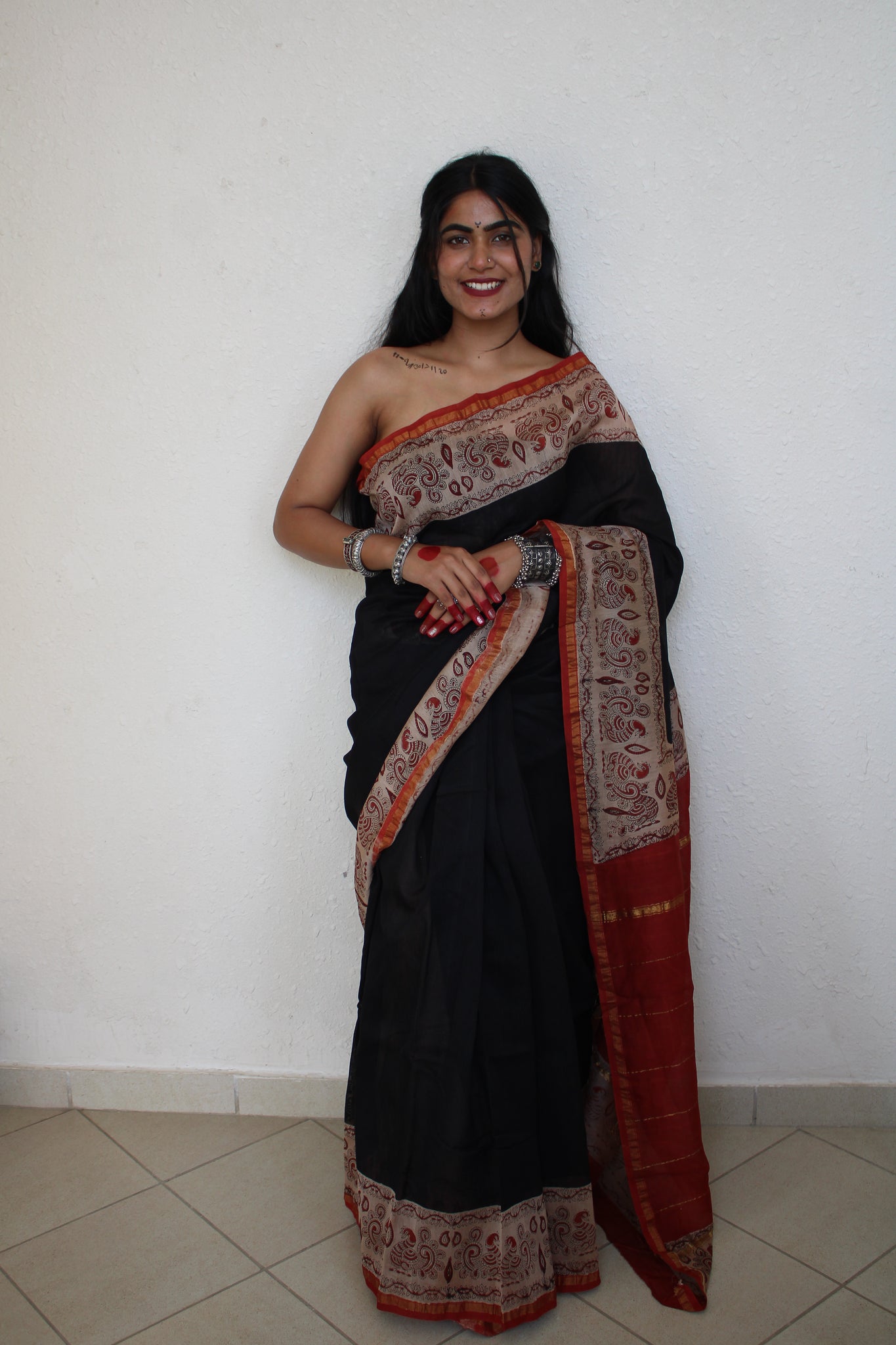 Umrao - Bagru Natural Dyes Handblock Printed - Chanderi Silk Saree