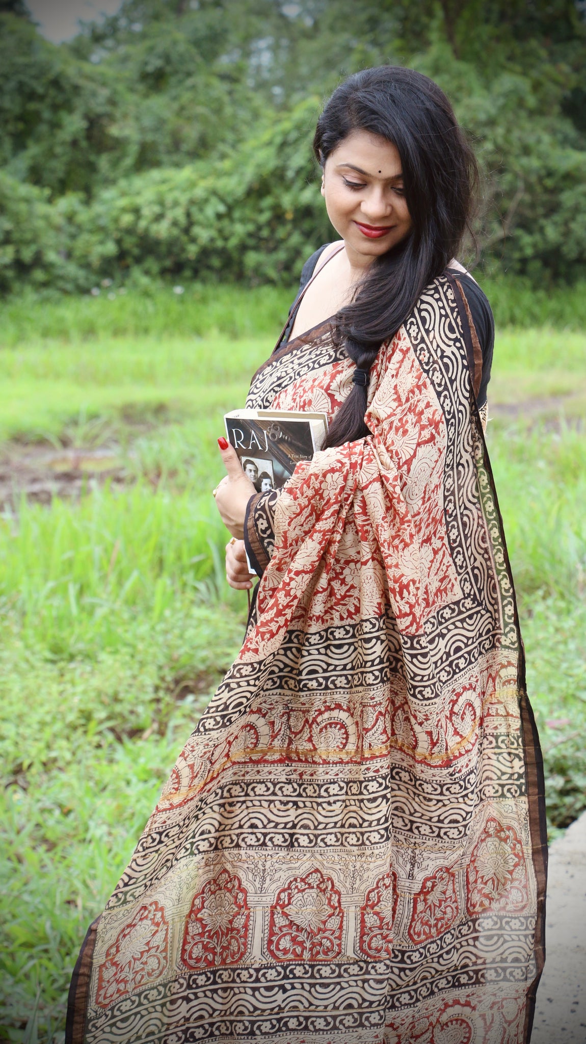 Aalta - Bagru Natural Dyes Handblock Printed - Chanderi Silk Saree