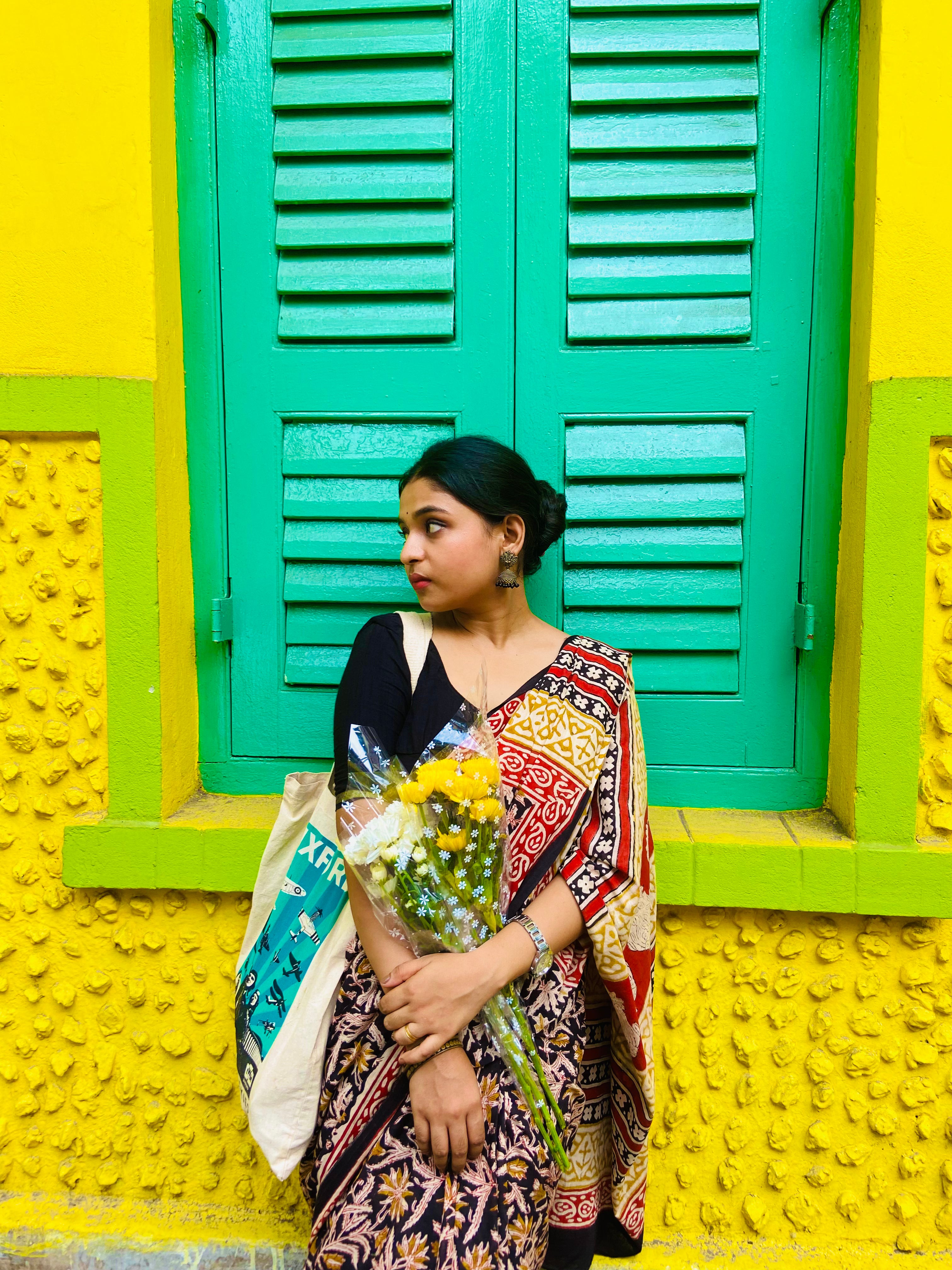 Kalbeliya - Bagru Natural Dyes Handblock Printed - Cotton Mulmul Saree