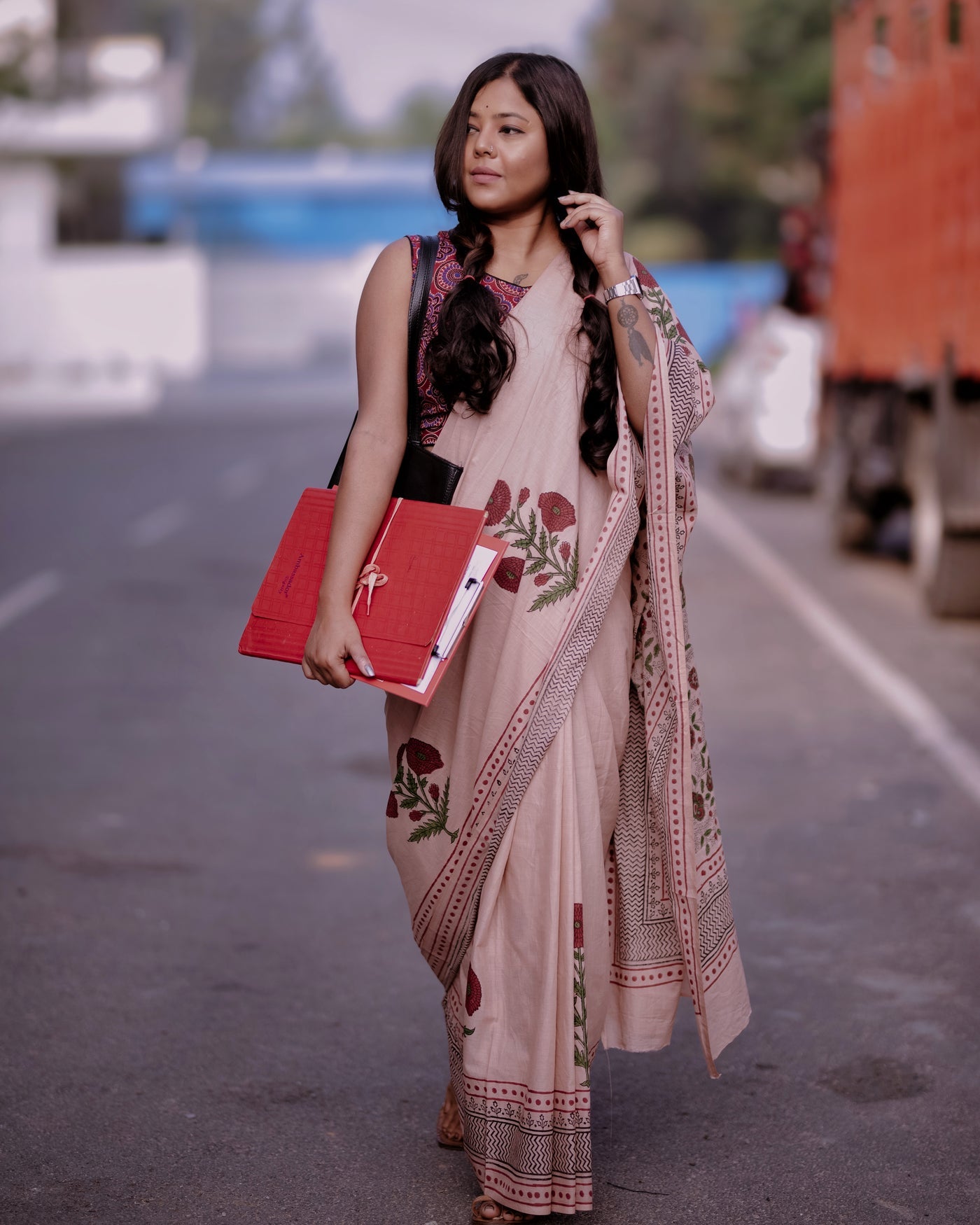 Coal Black & Taabeera - Pack Of 2 Sarees - Handblock Cotton Mulmul Sarees