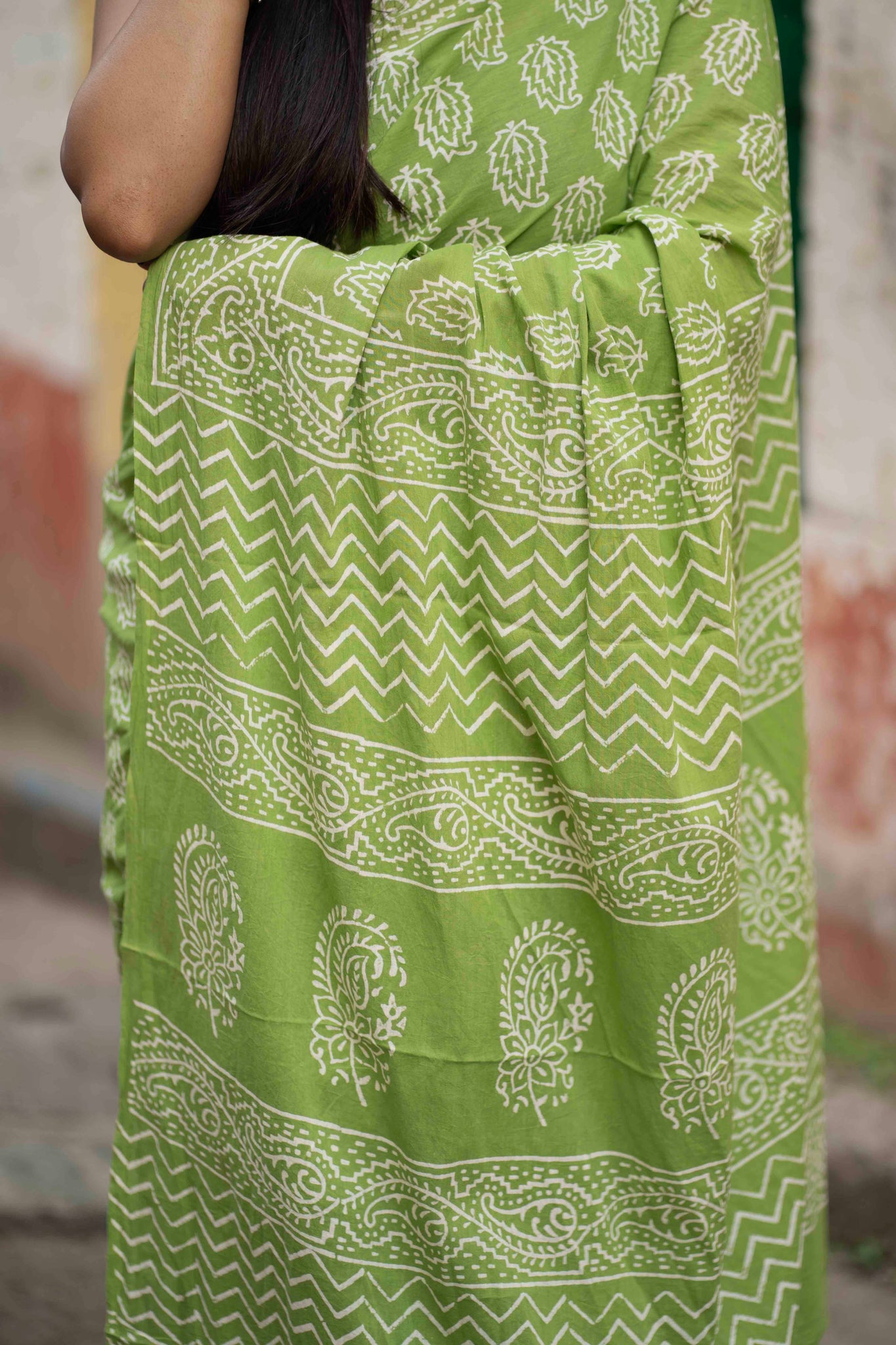 Summer Vacation Collection - Katchi Kairy - Handblock Print Natural Dyed - Mulmul Cotton Saree