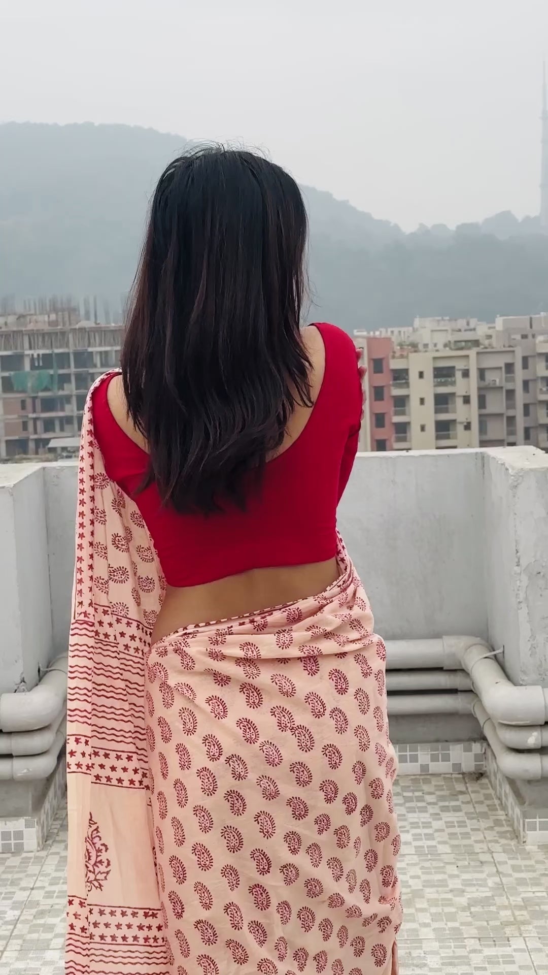 Creamy Canvas - Handblock Print Natural Dyed - Beige Mulmul Cotton Saree